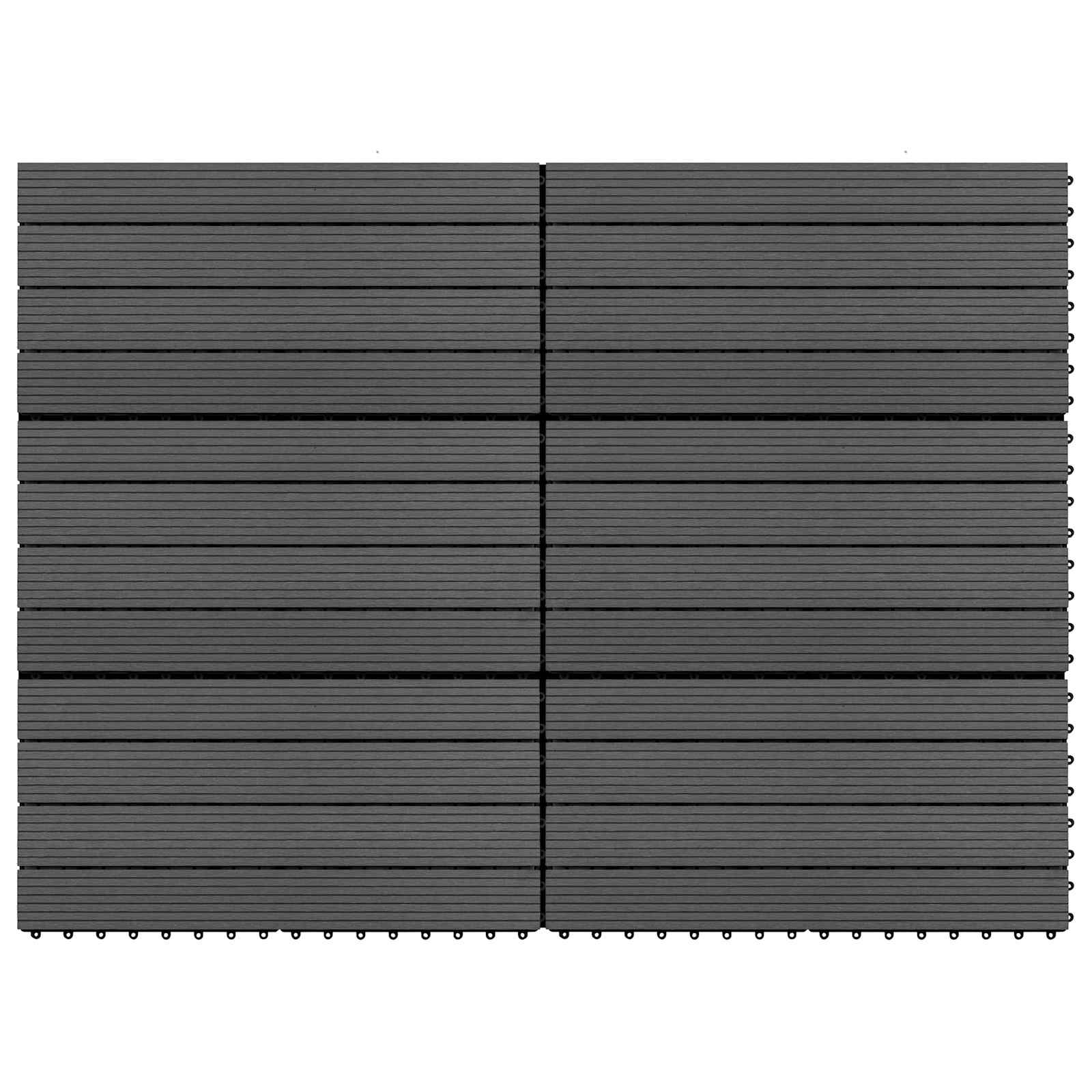 Piastrella per Decking 6 pz Nero 60 x 30 cm WPC