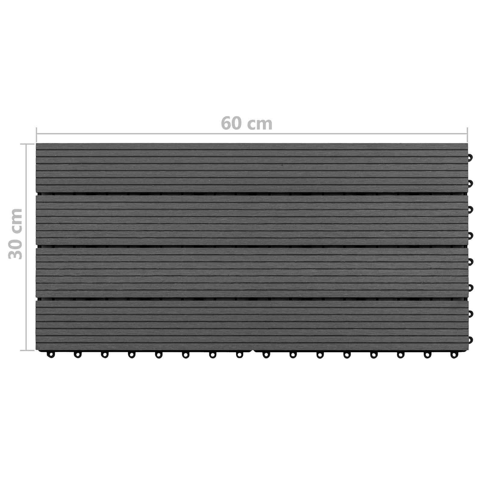 Piastrella per Decking 6 pz Nero 60 x 30 cm WPC