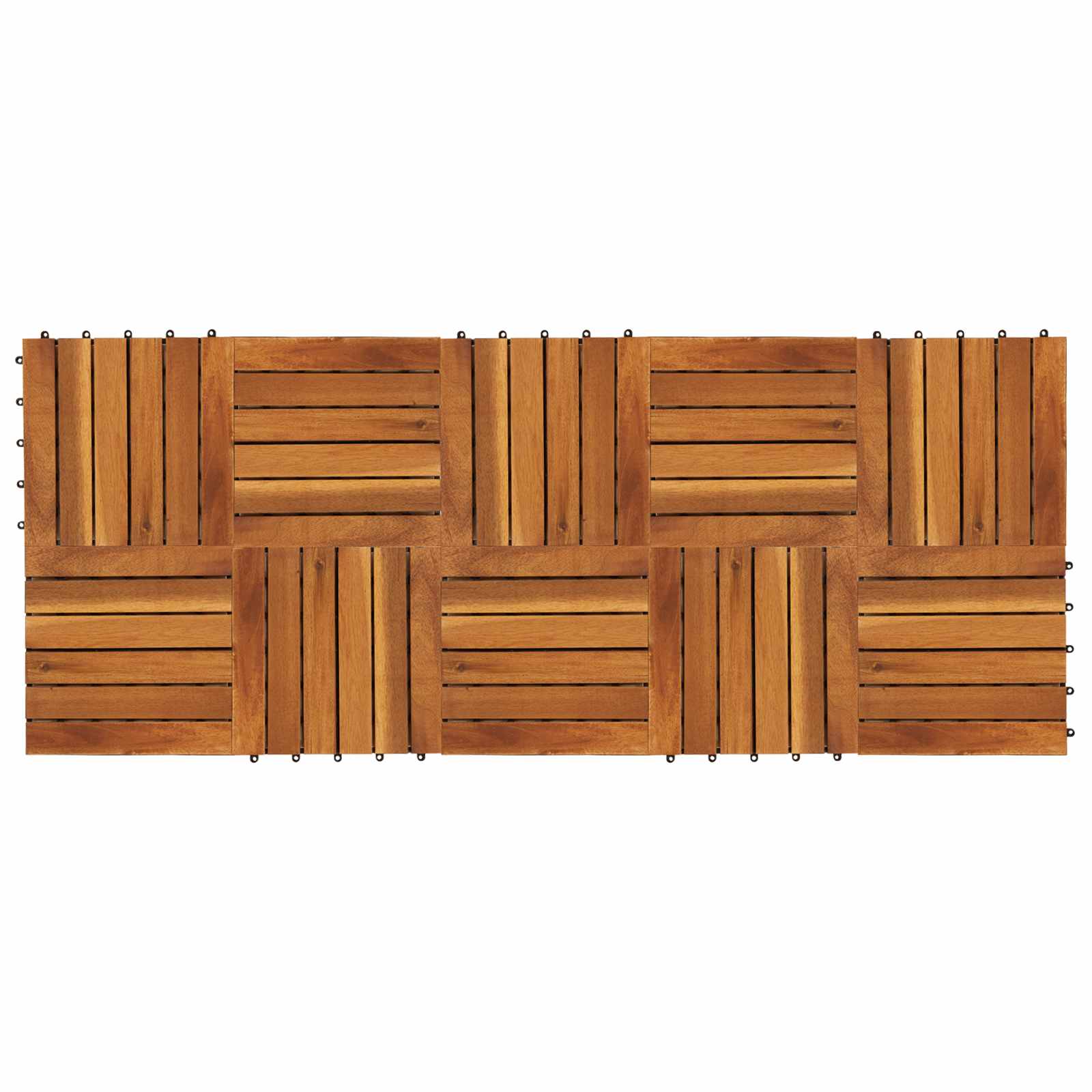 Piastrella per Decking 10 pz Marrone 30 x 30 cm Legno di Acacia