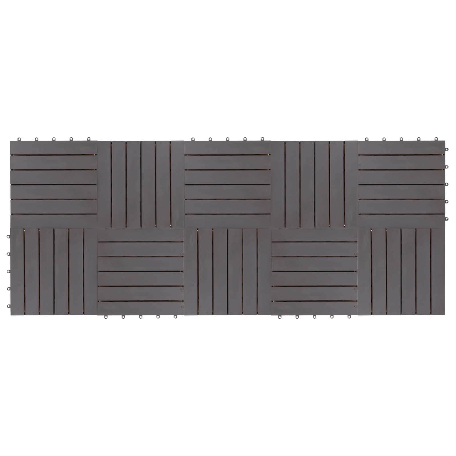 Piastrella per Decking 10 pz Grigio 30 x 30 cm Legno di Acacia