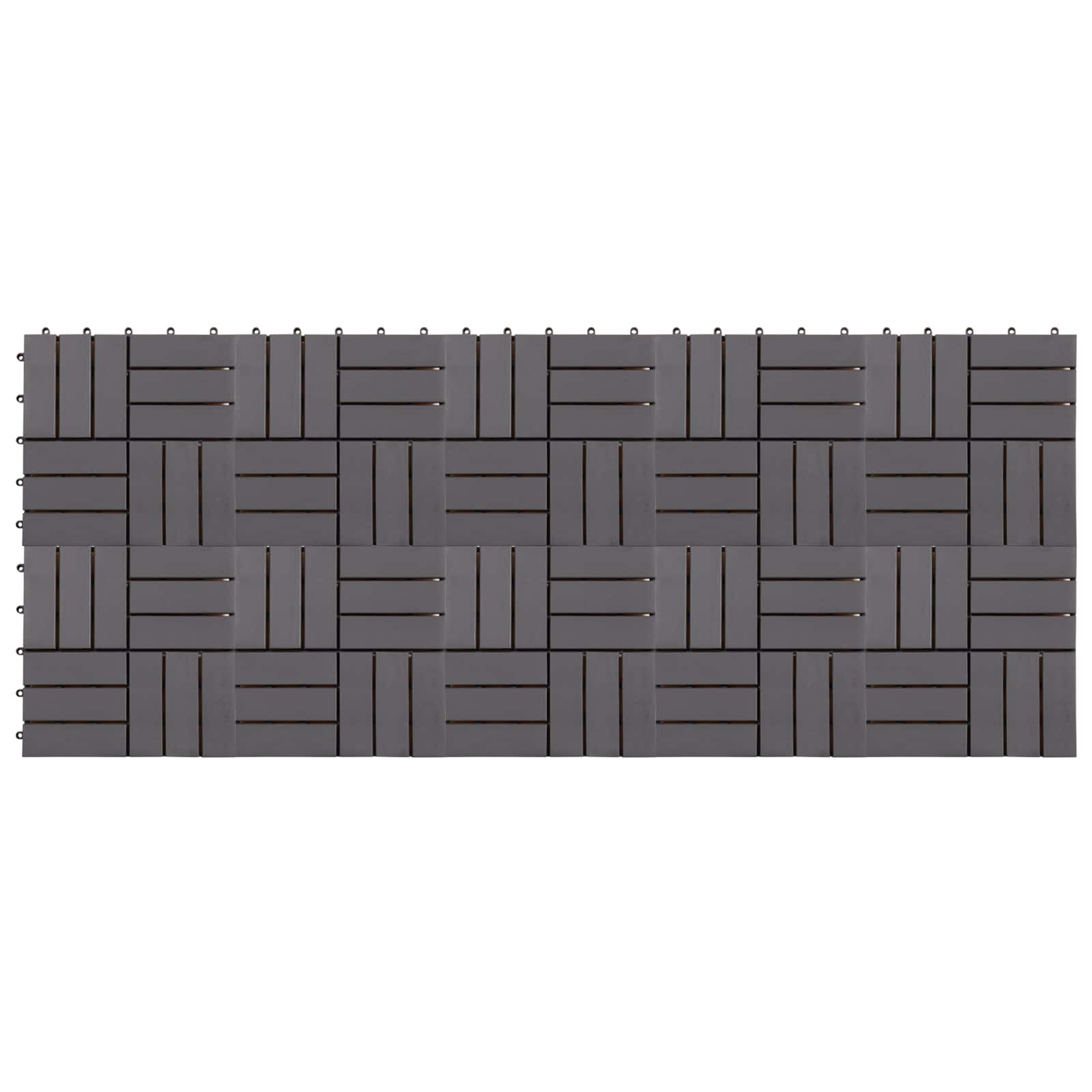 Piastrella per Decking 10 pz Grigio 30 x 30 cm Legno di Acacia