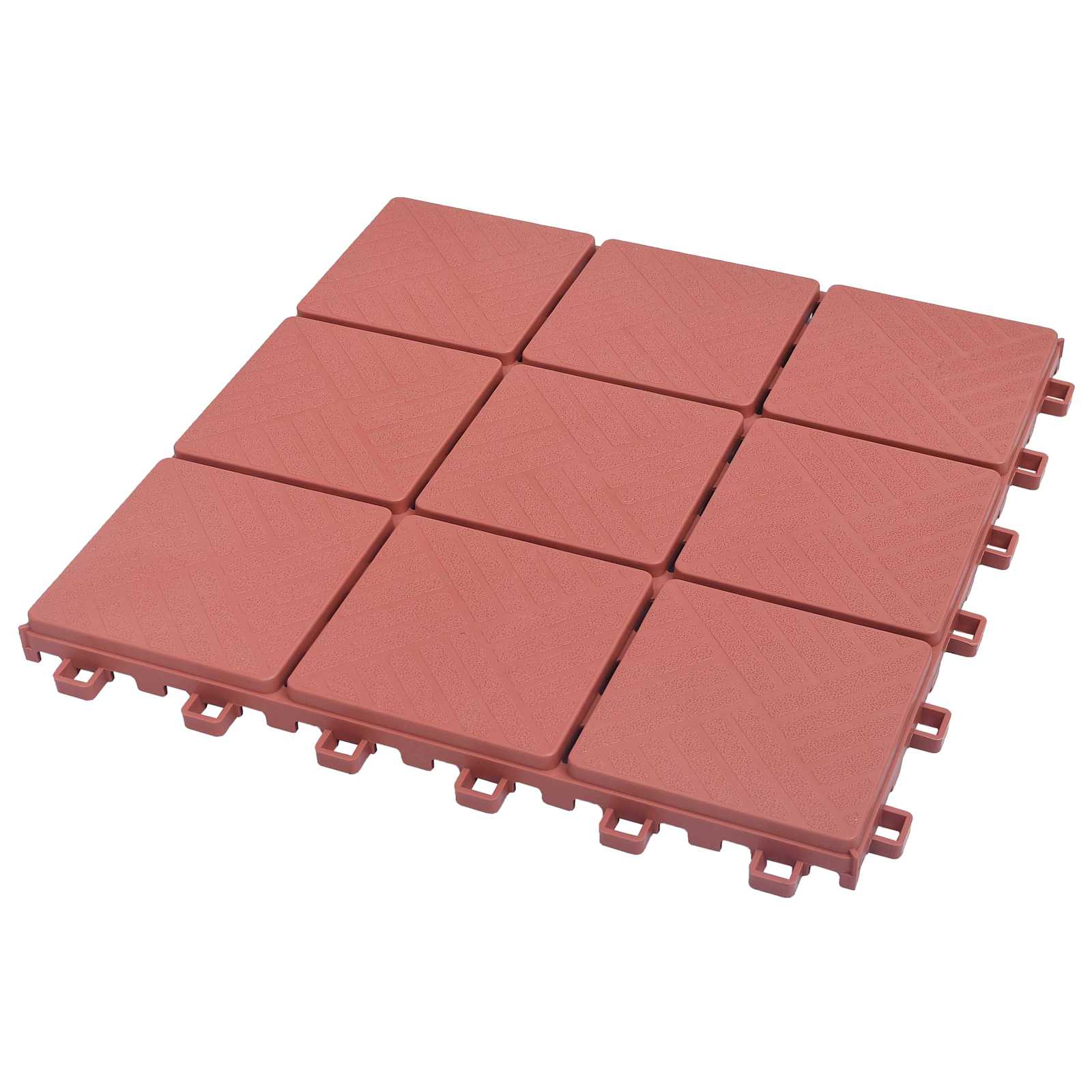 Piastrella per Decking 10 pz Rosso 30,5 x 30,5 x 2,2 cm