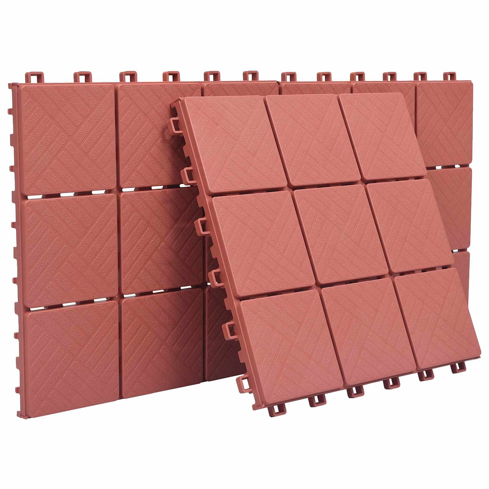 Piastrella per Decking 10 pz Rosso 30,5 x 30,5 x 2,2 cm