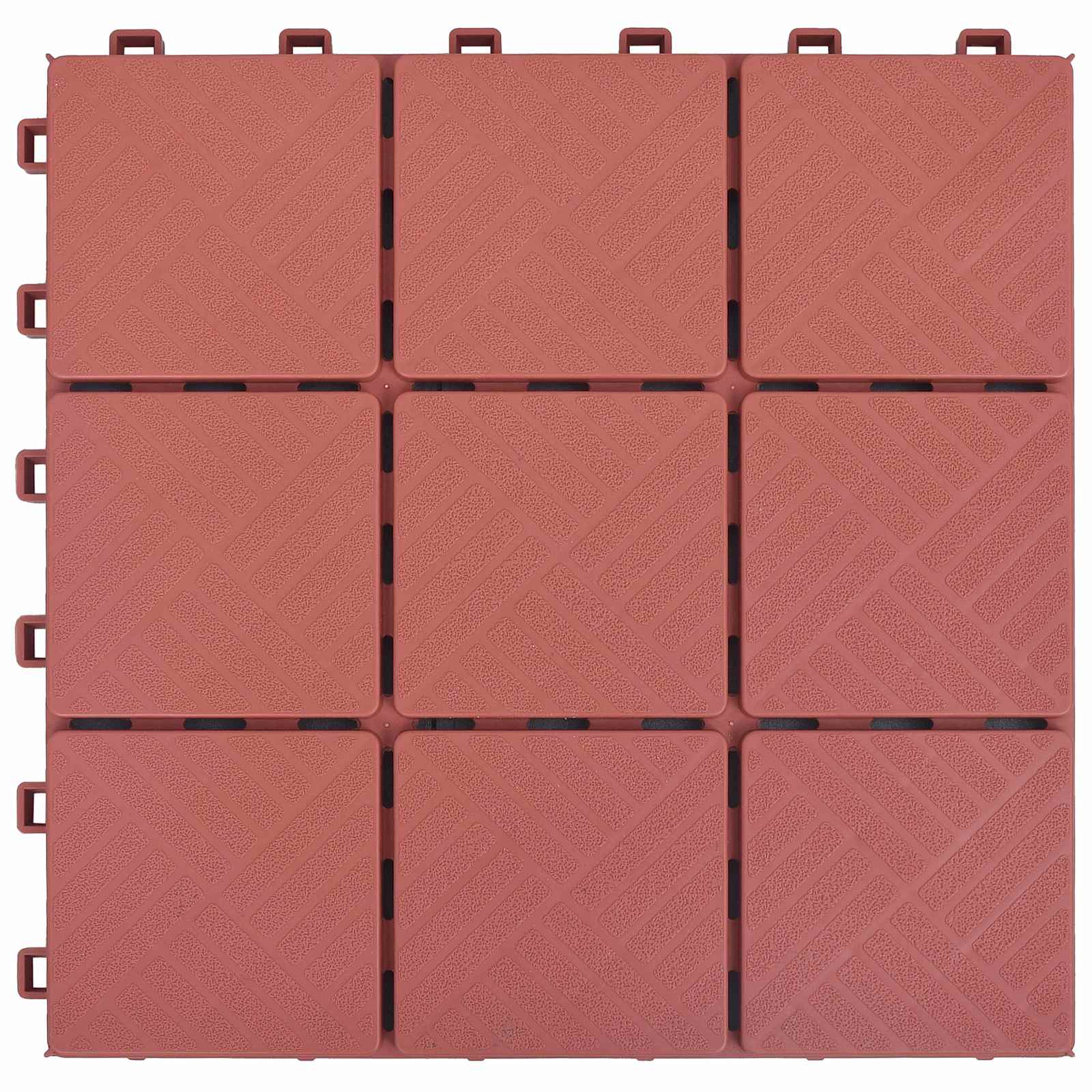 Piastrella per Decking 10 pz Rosso 30,5 x 30,5 x 2,2 cm