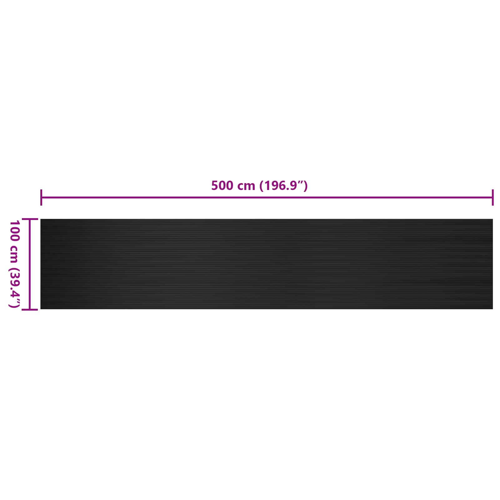 Tappeto da terra a coste larghe Nero 1 x 5 m Gomma