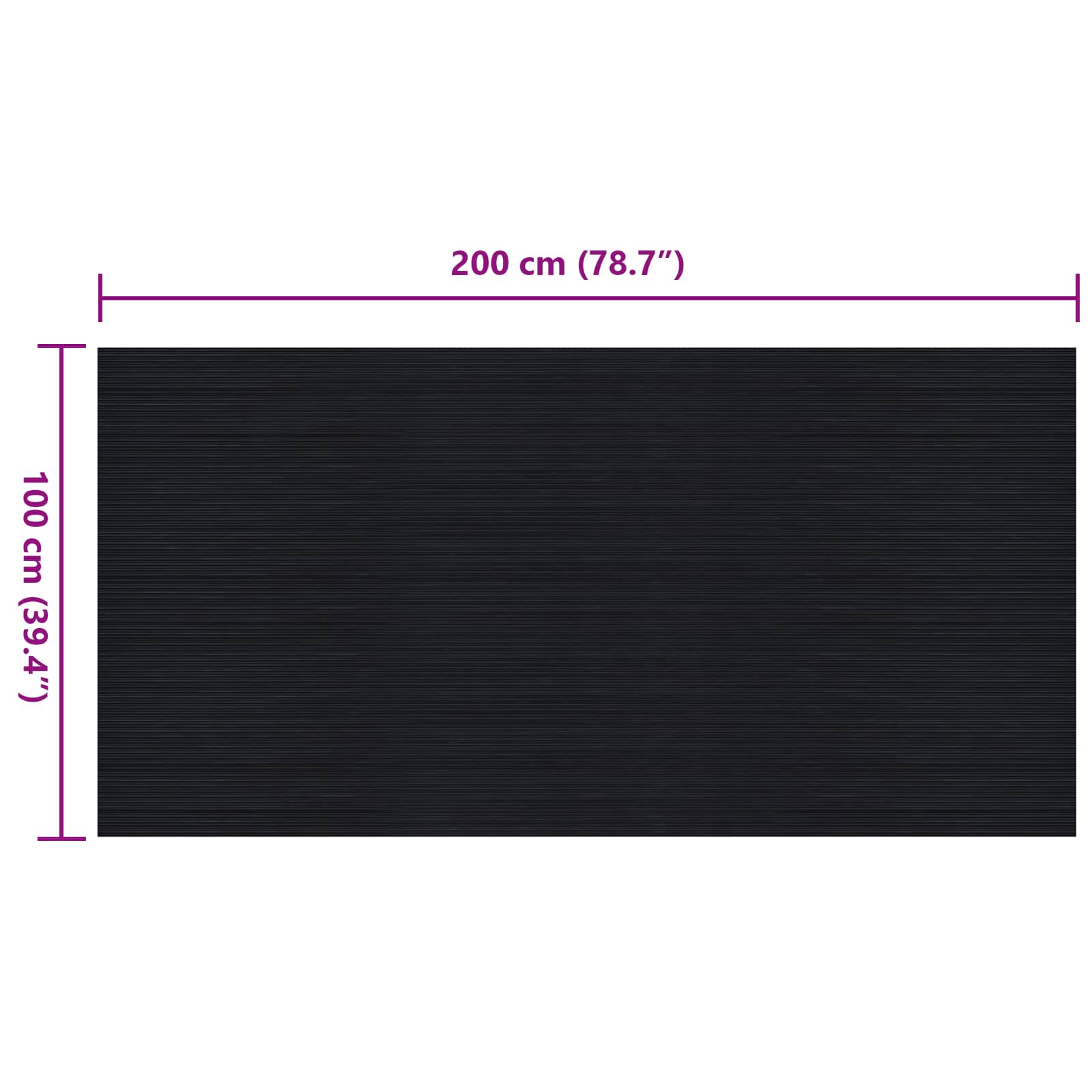 Tappeto a coste fini Nero 1 x 2 m Gomma