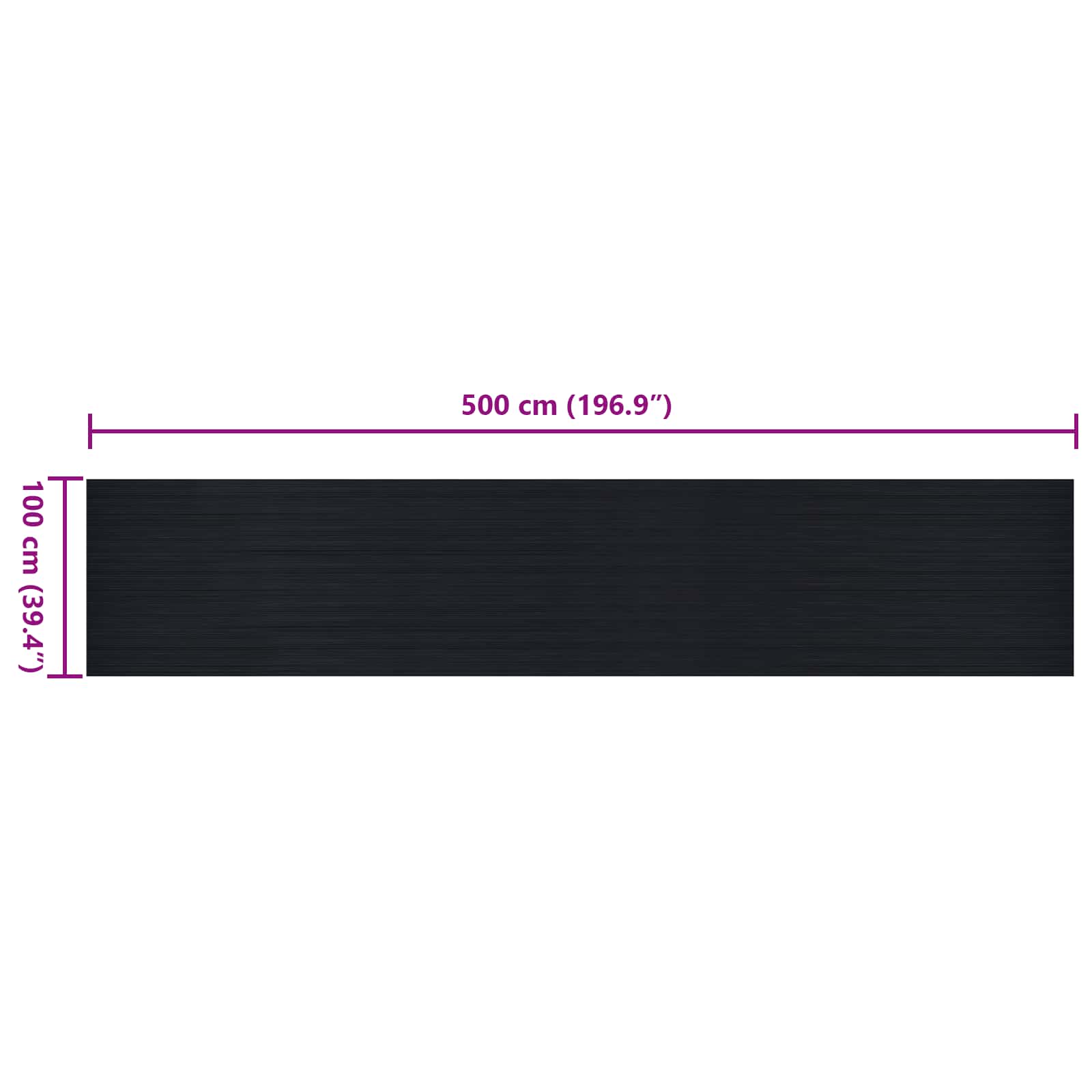 Tappetino a coste sottili Nero 1 x 5 m Gomma