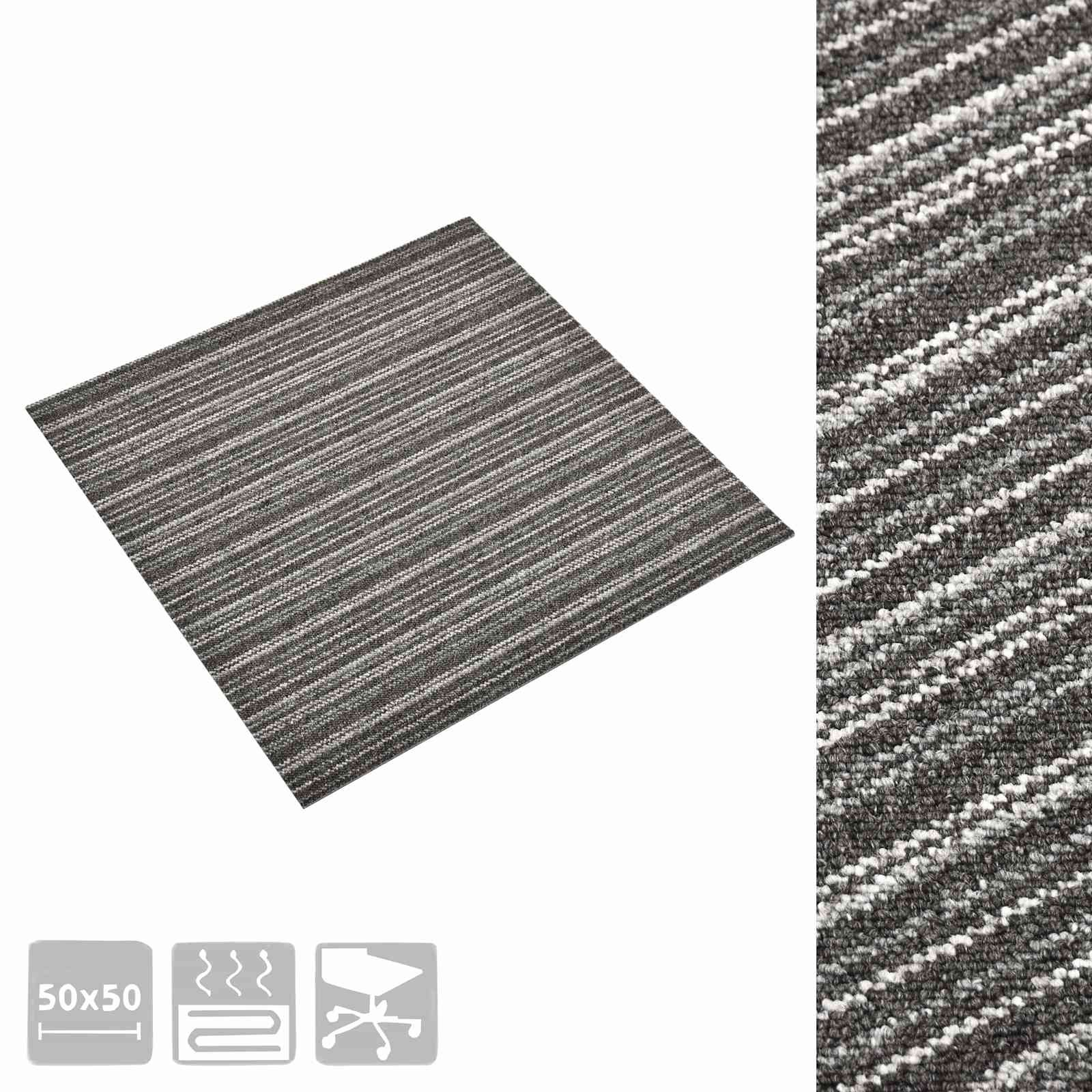 Tappeto 20 pz Antracite Striato 50 x 50 cm 100% Polipropilene