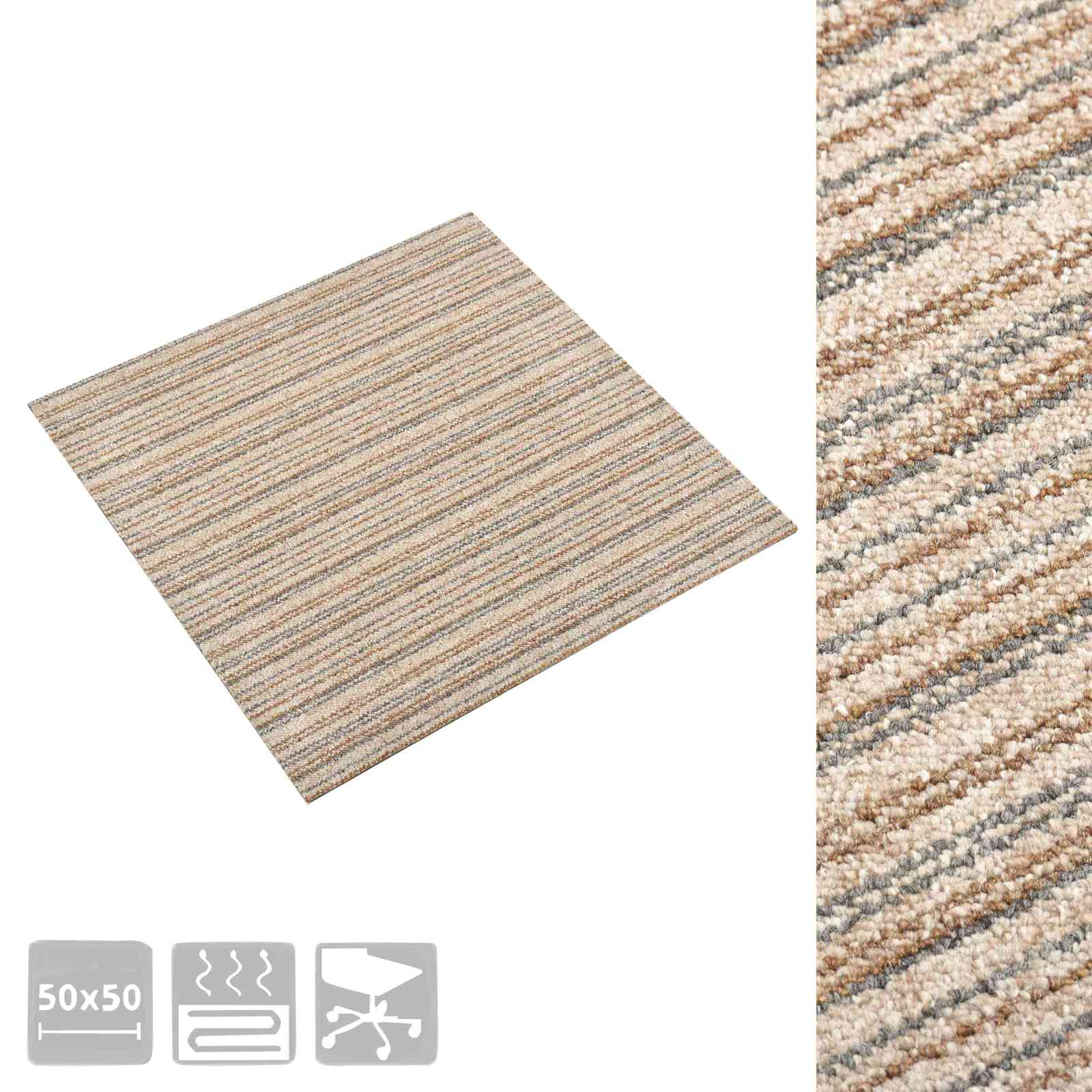 Tappeto 20 pz Beige Striato 50 x 50 cm 100% Polipropilene