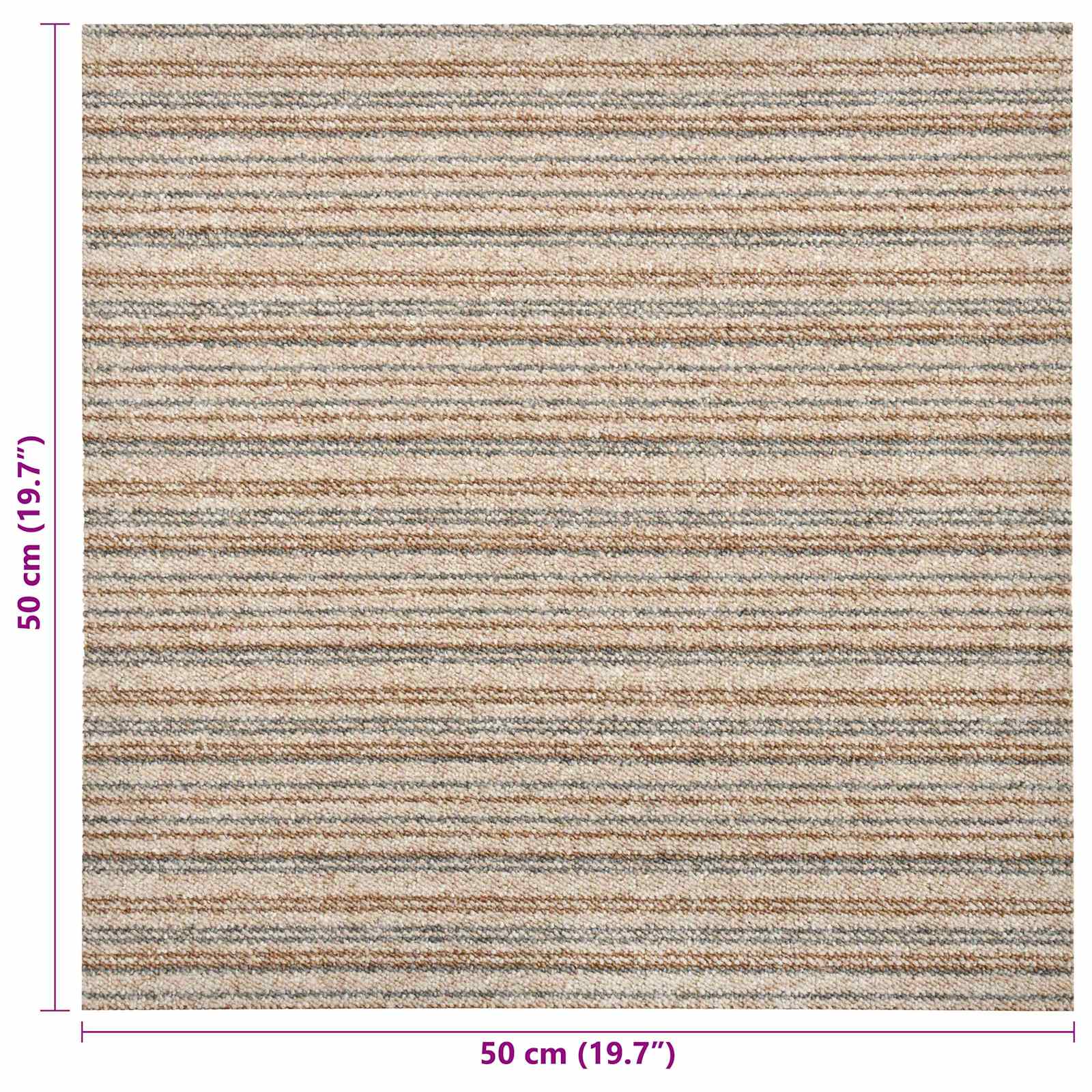 Tappeto 20 pz Beige Striato 50 x 50 cm 100% Polipropilene
