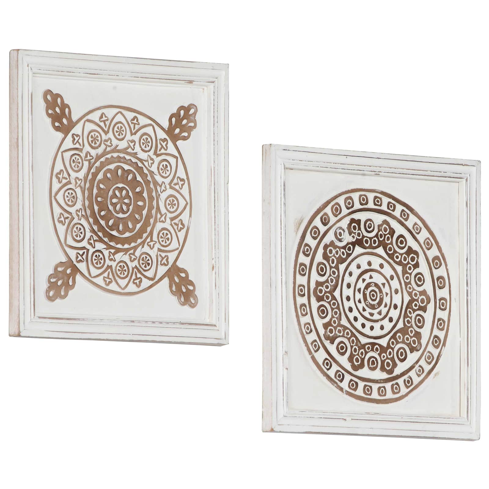 Decorazione artistica 2 pz 40 x 40 x 1,5 cm Marrone e bianco