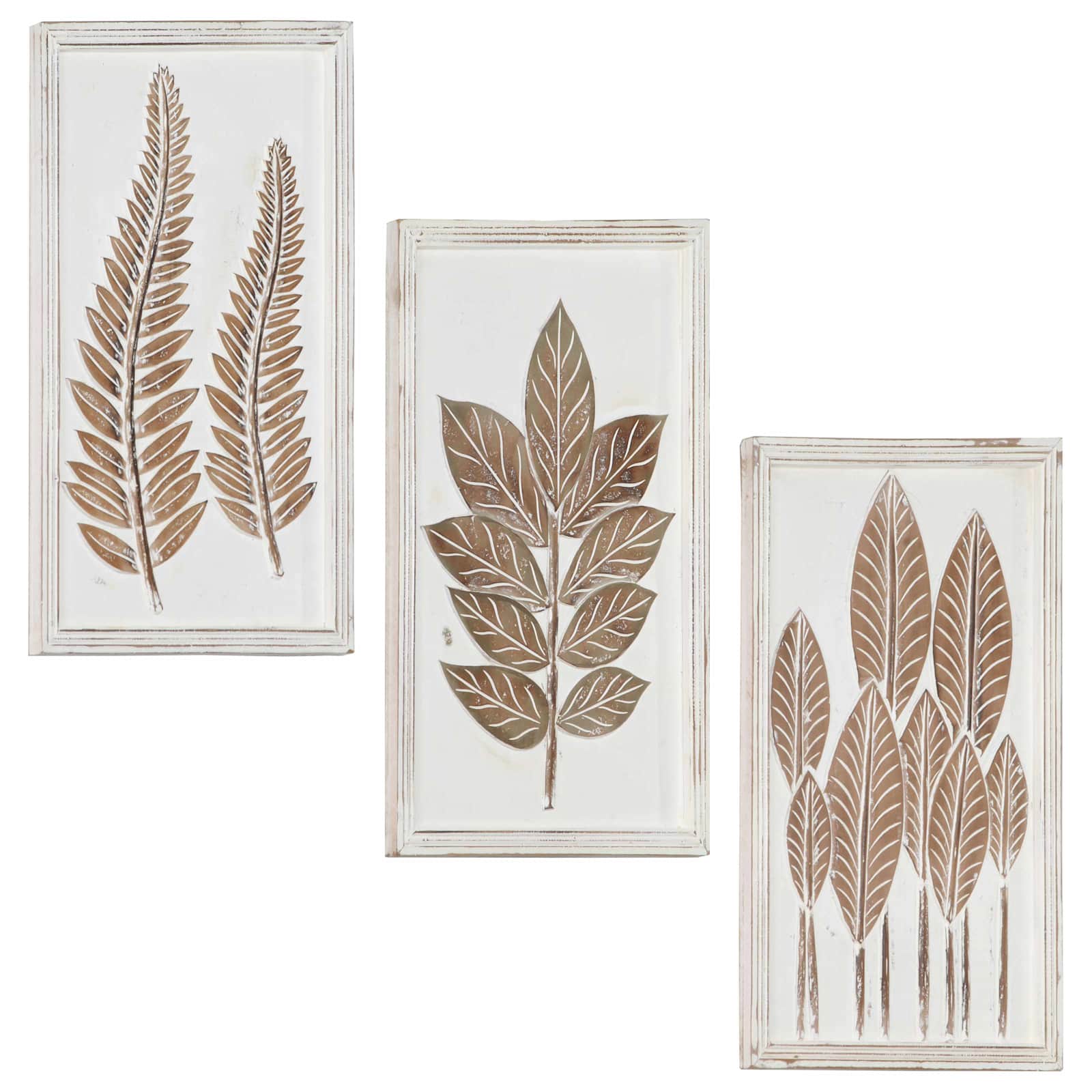 Decorazione artistica 3 pz 40 x 40 x 1,5 cm Marrone e bianco