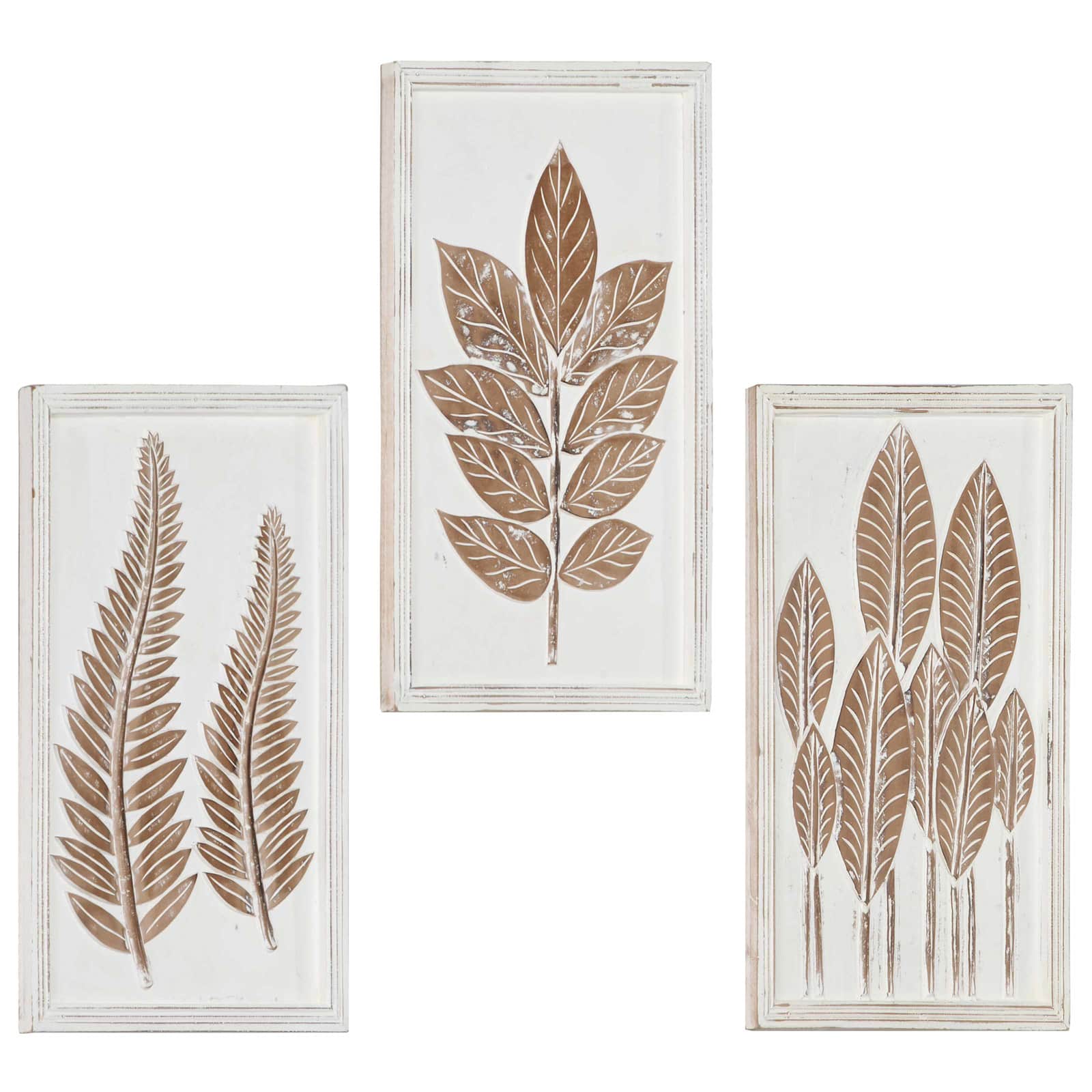 Decorazione artistica 3 pz 40 x 40 x 1,5 cm Marrone e bianco