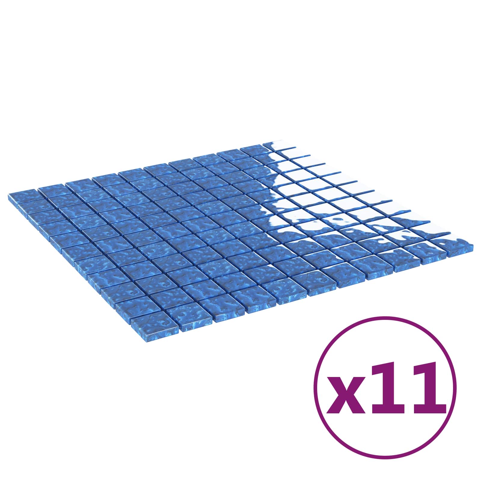 Piastrella Mosaic 11 pz 50 x 50 cm Blu Vetro