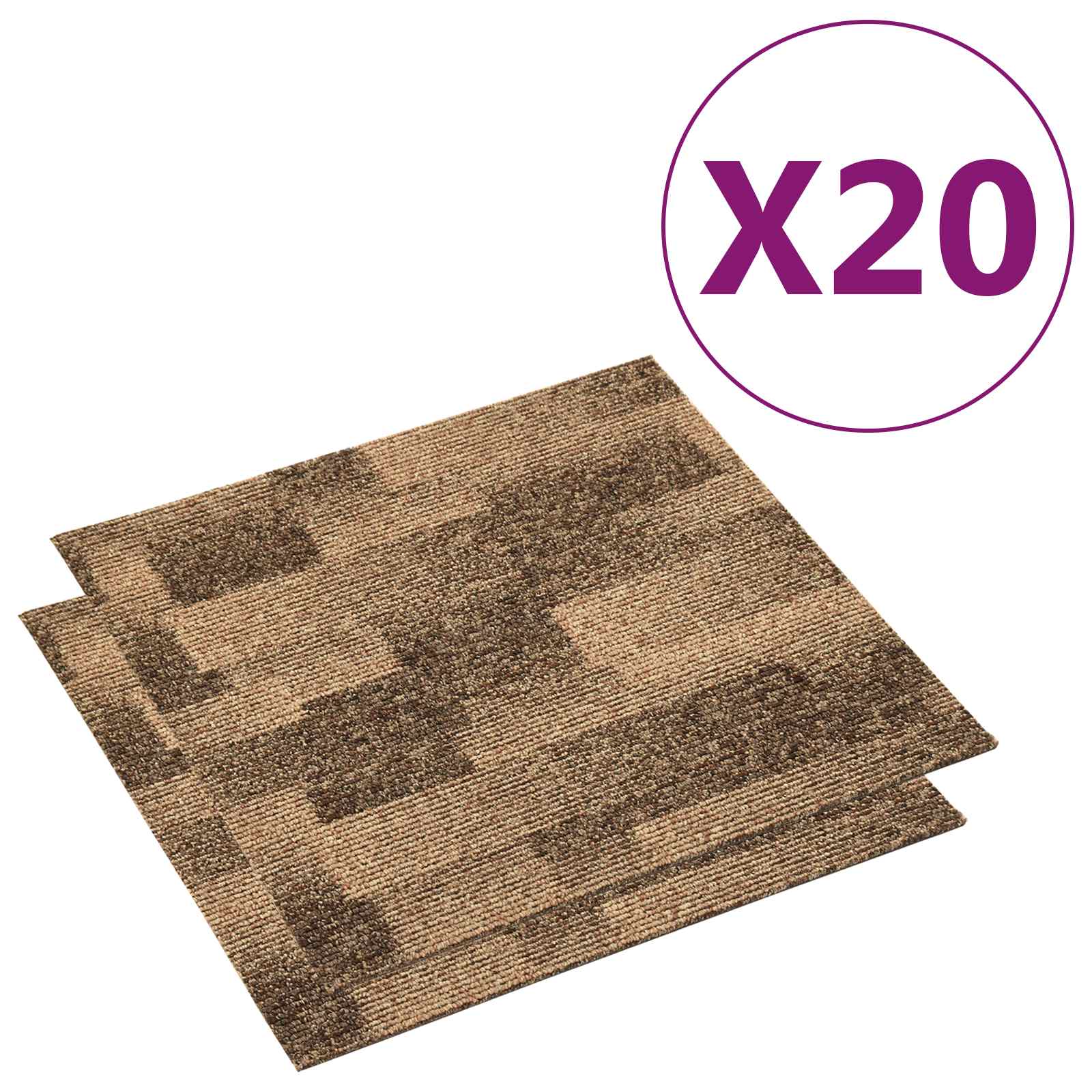 Moquette per pavimenti 20 pz Marrone 50 x 50 cm PP Pelo basso
