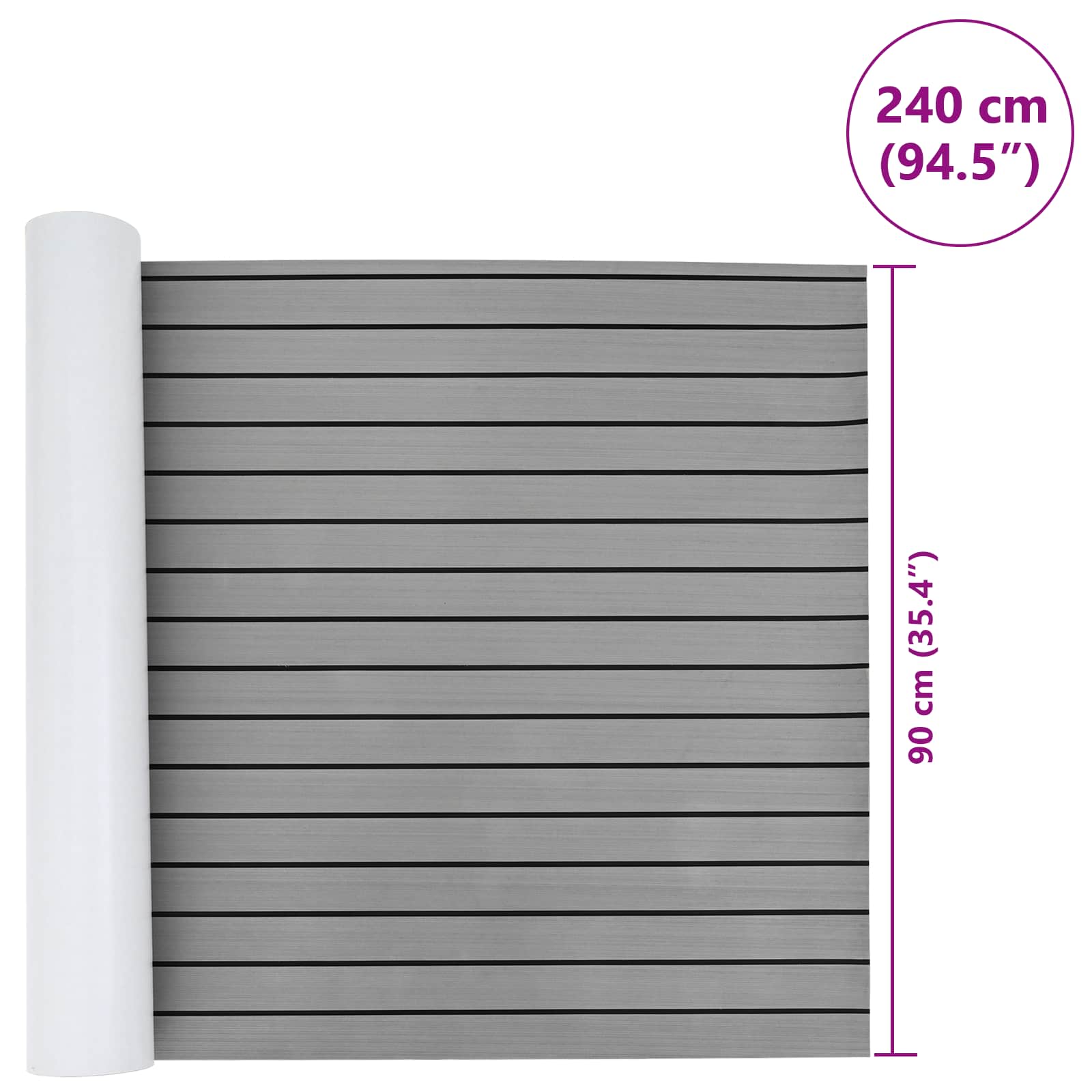 Tappetino per Barche Grigio Chiaro e Nero 240 x 90 cm EVA