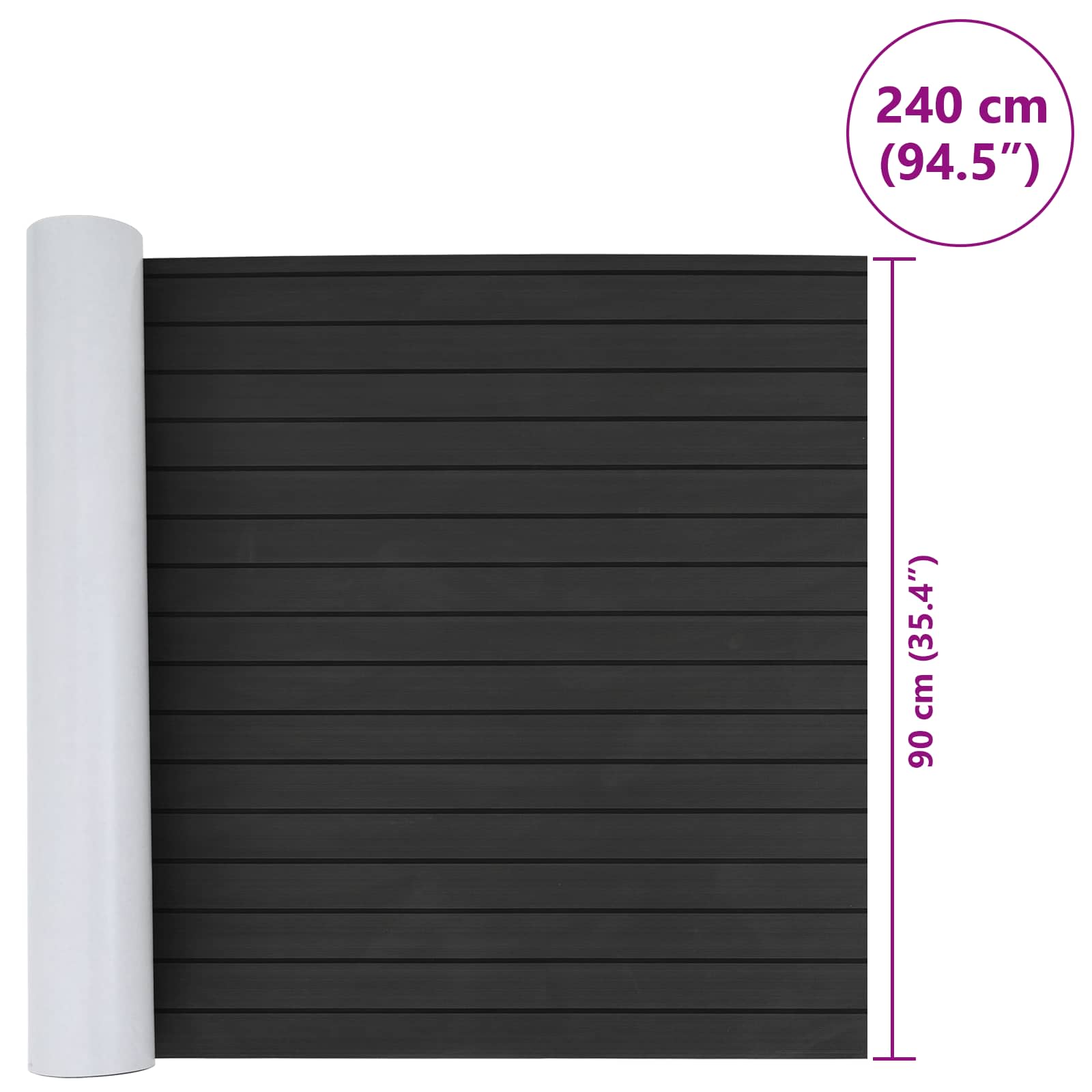 Tappetino per Barche Rigato Grigio Scuro e Nero 240 x 90 cm EVA