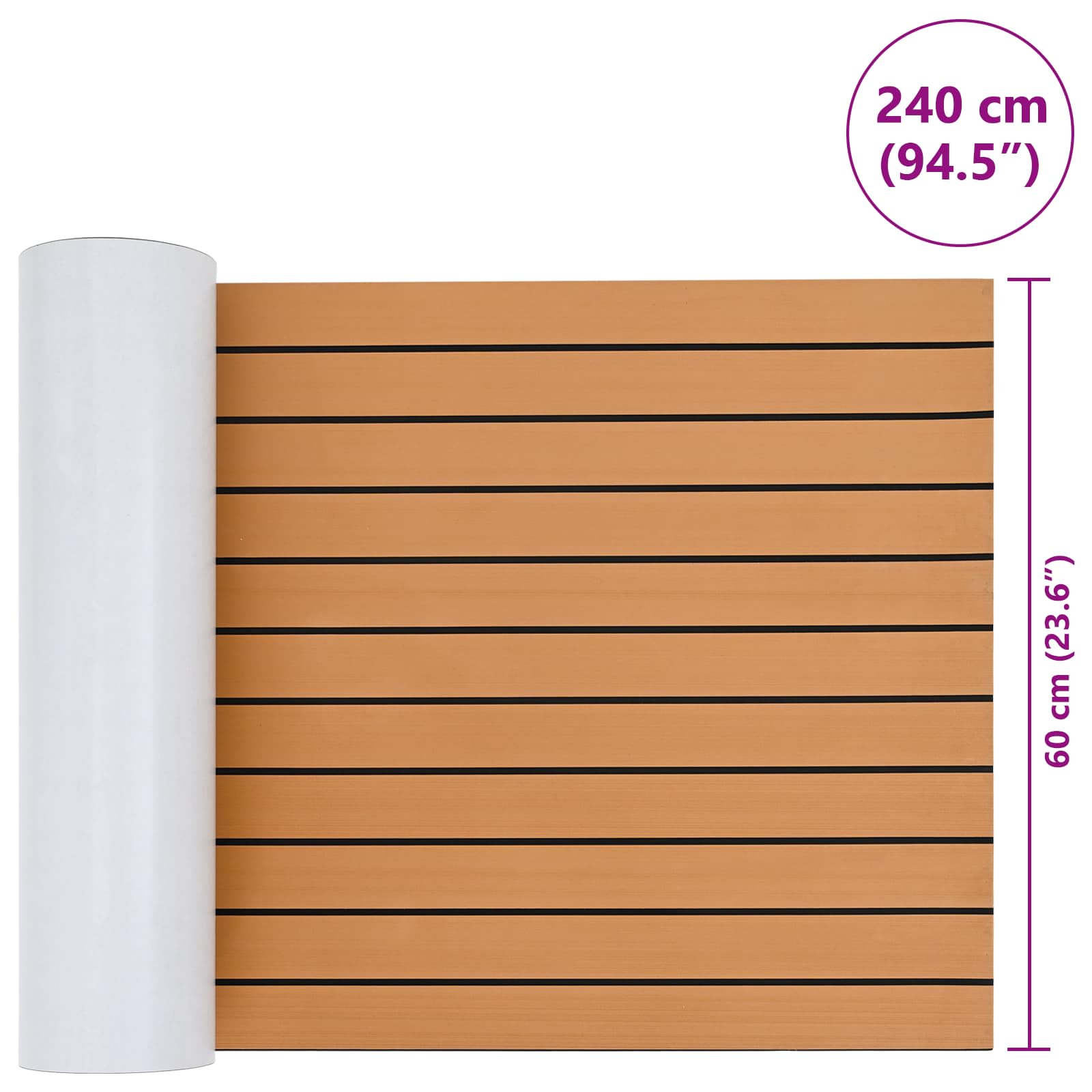Tappetino per Barche Rigato Marrone e Nero 240 x 60 cm EVA