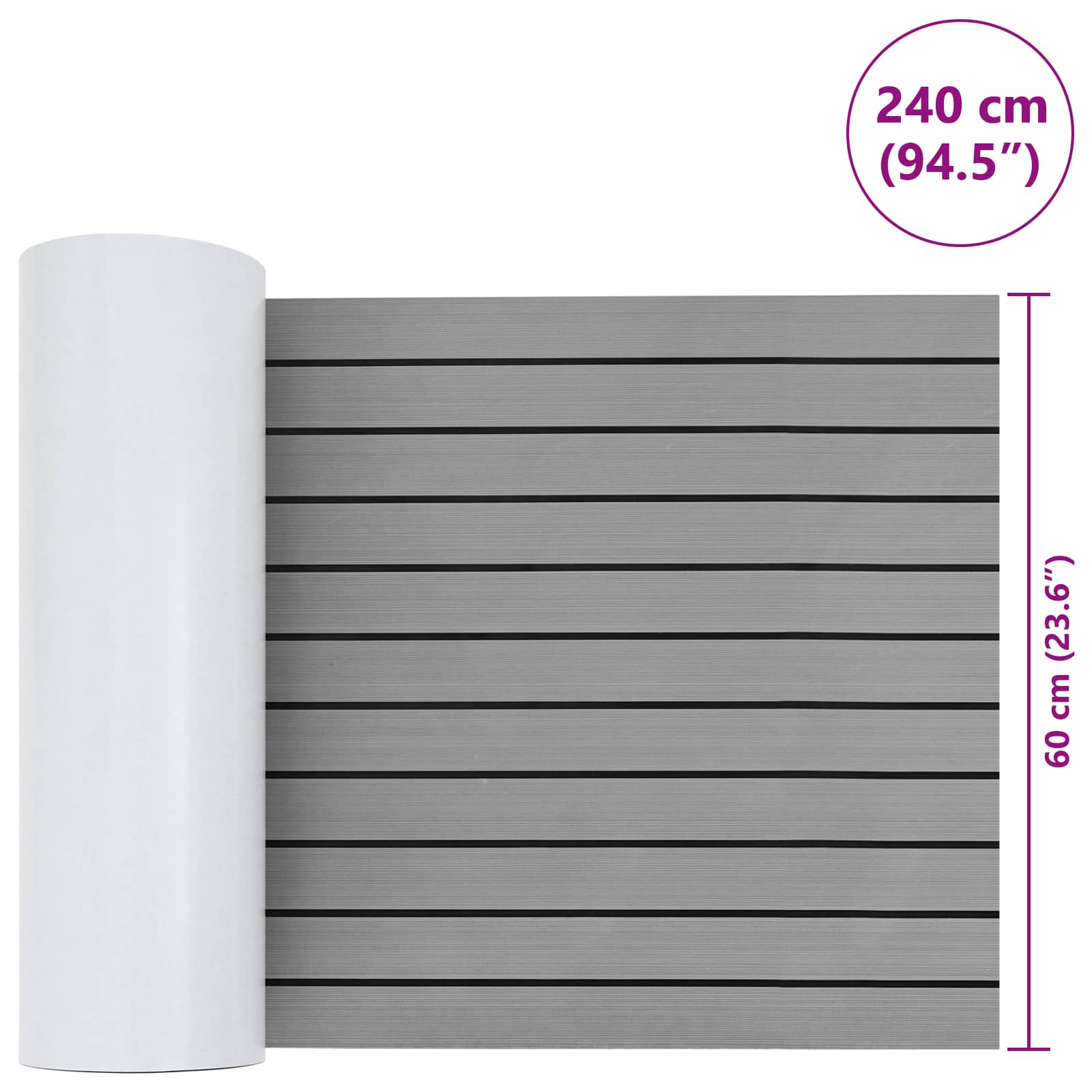 Tappetino per Barche Grigio Chiaro e Nero 240 x 60 cm EVA