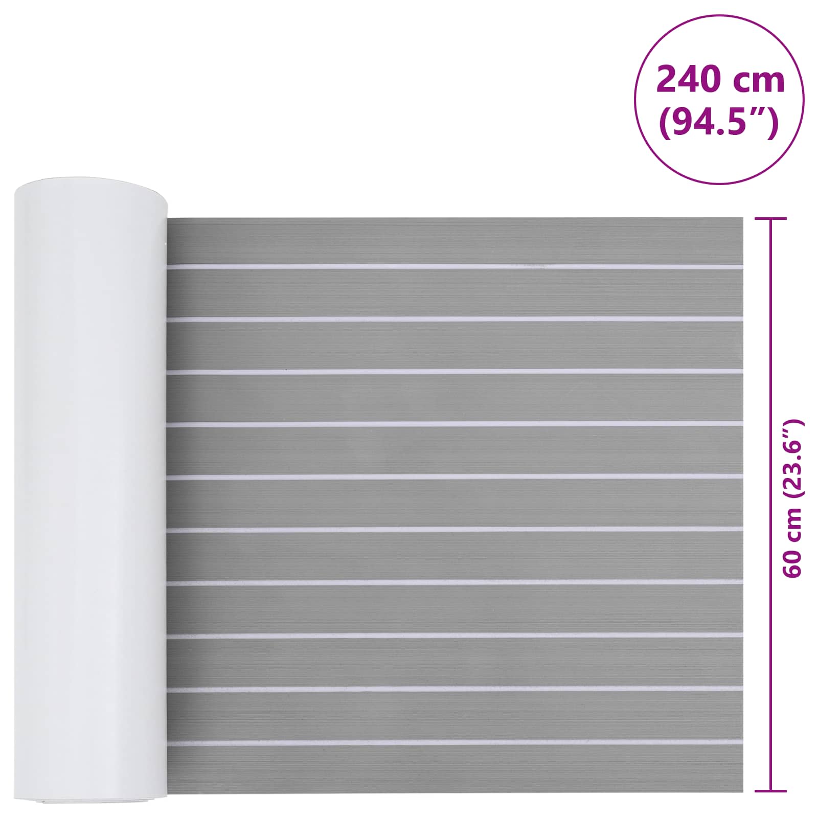 Tappetino per Barche Grigio chiaro e bianco 240 x 60 cm EVA