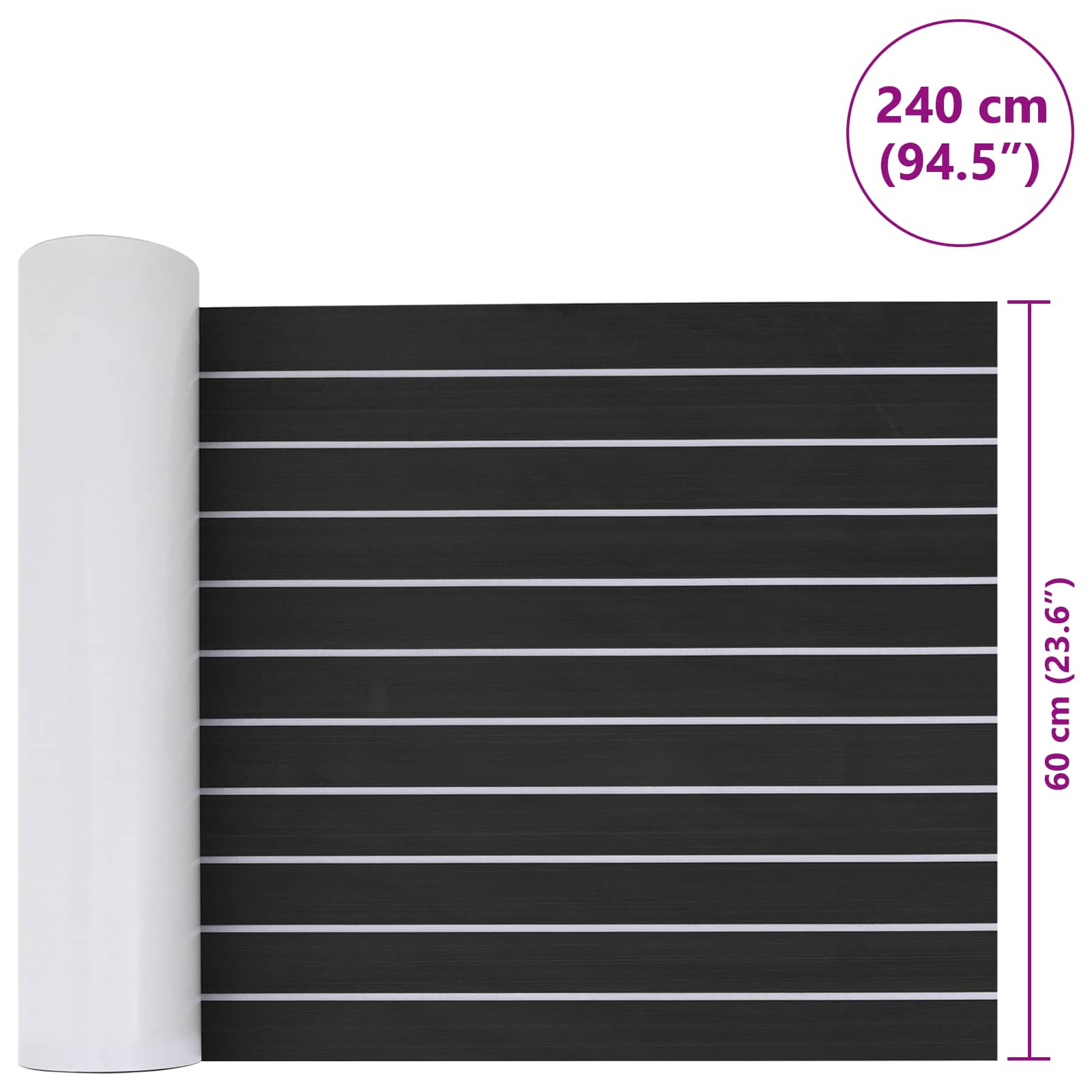 Tappetino per Barche Grigio Scuro e Bianco 240 x 60 cm EVA