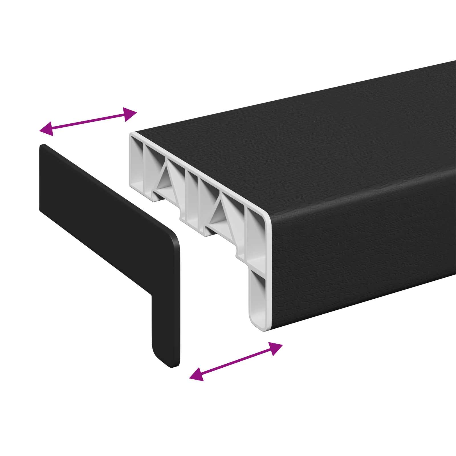 Soglia della Finestra Nero con Venature del Legno PVC