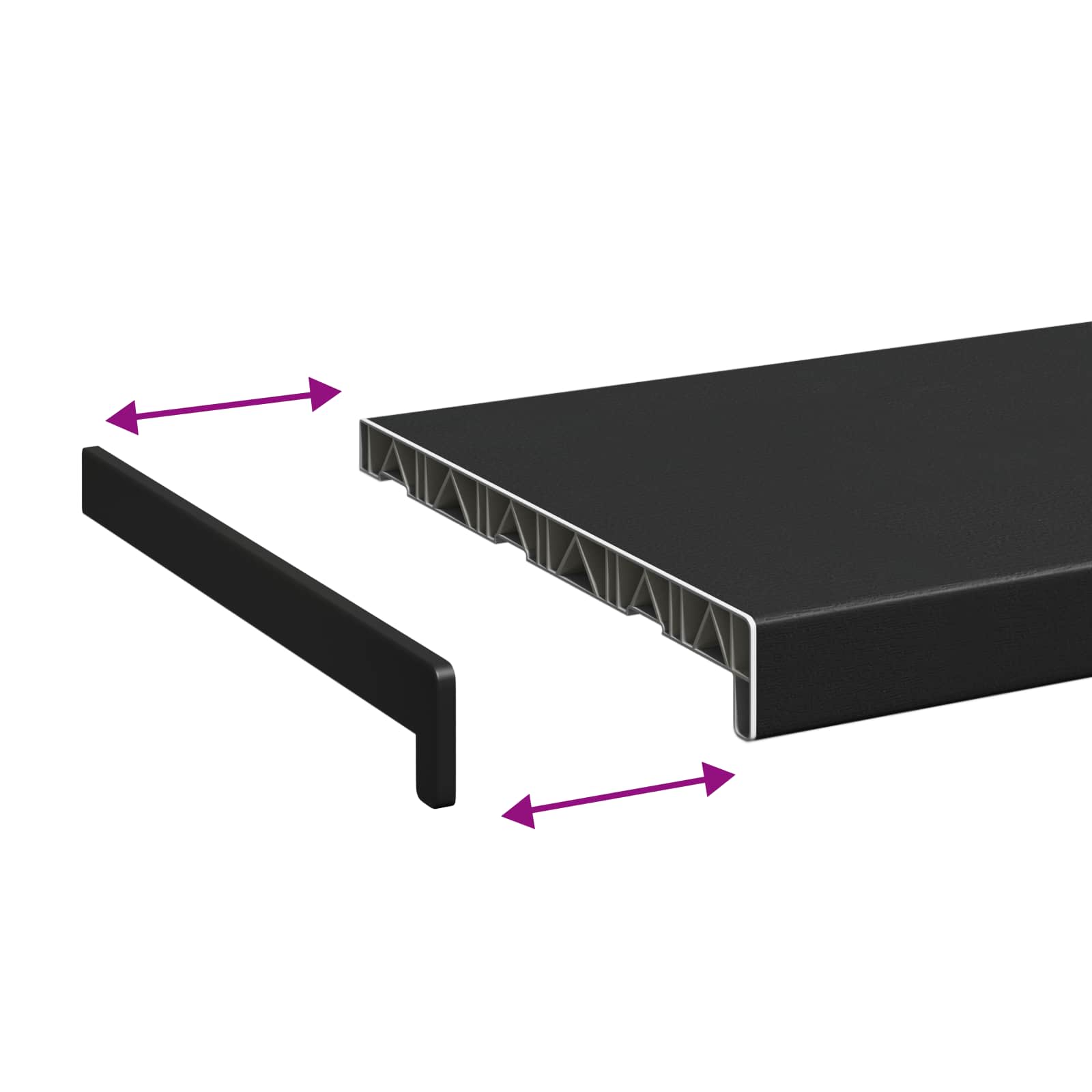 Soglia della Finestra Nero con Venature del Legno PVC