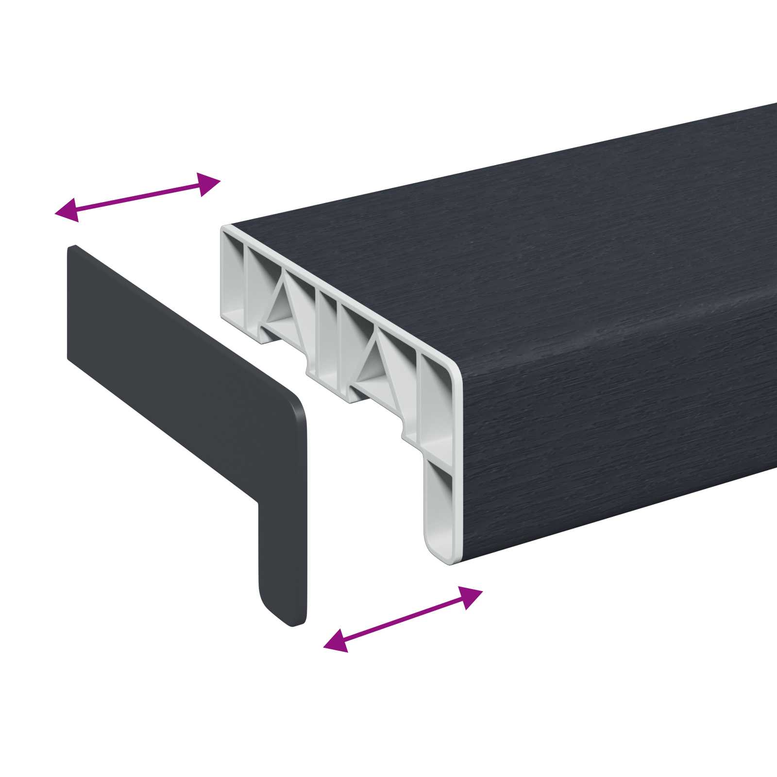 Soglia della Finestra Antracite con Venature del Legno PVC