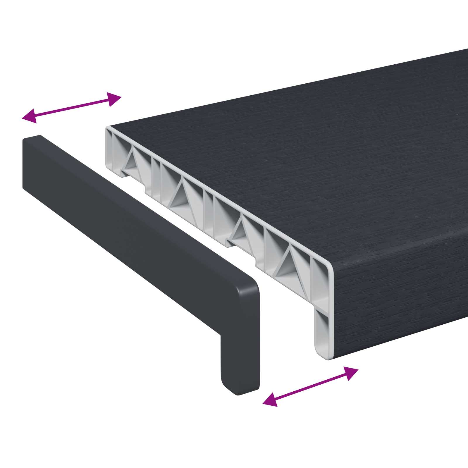 Soglia della Finestra Antracite con Venature del Legno PVC