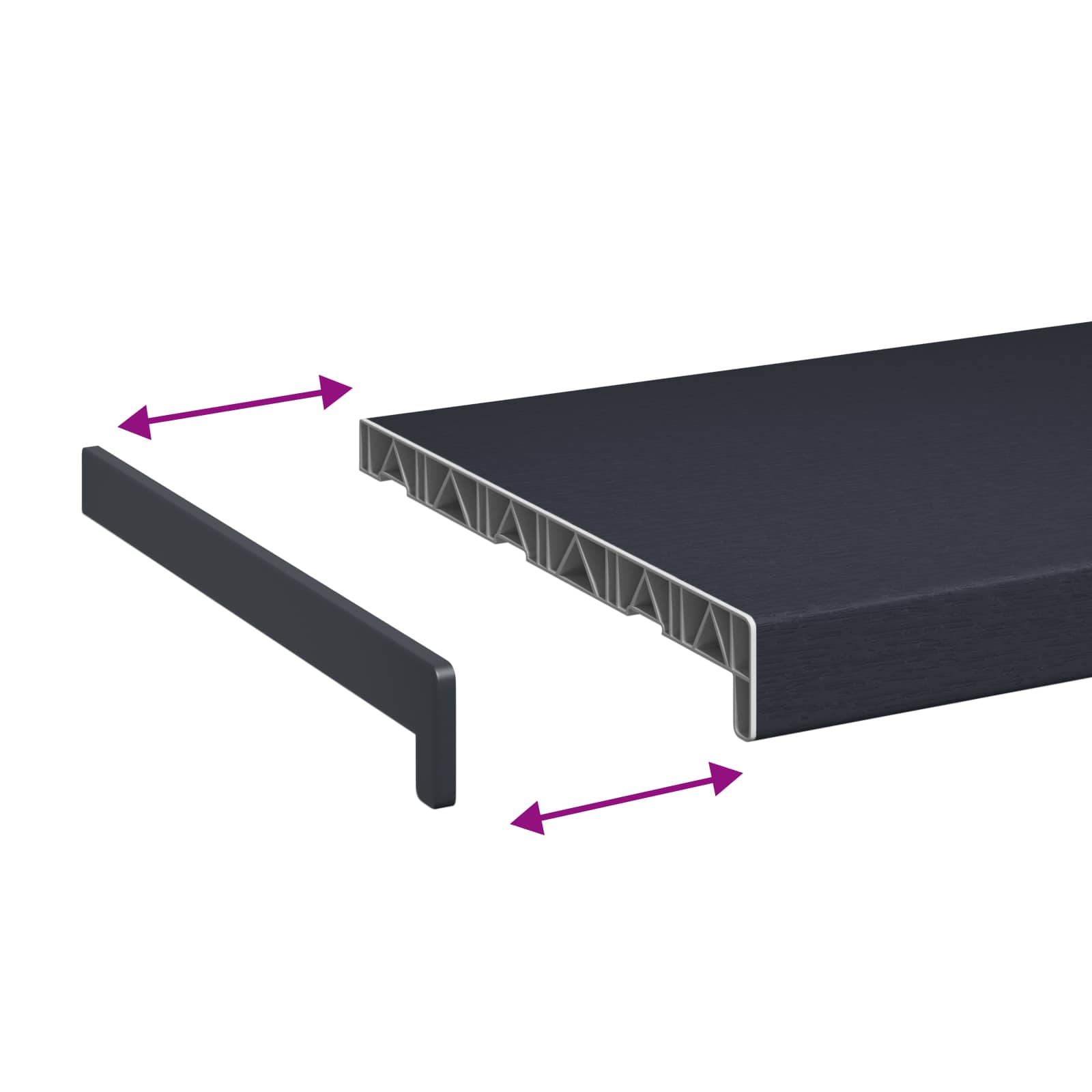 Soglia della Finestra Antracite con Venature del Legno PVC