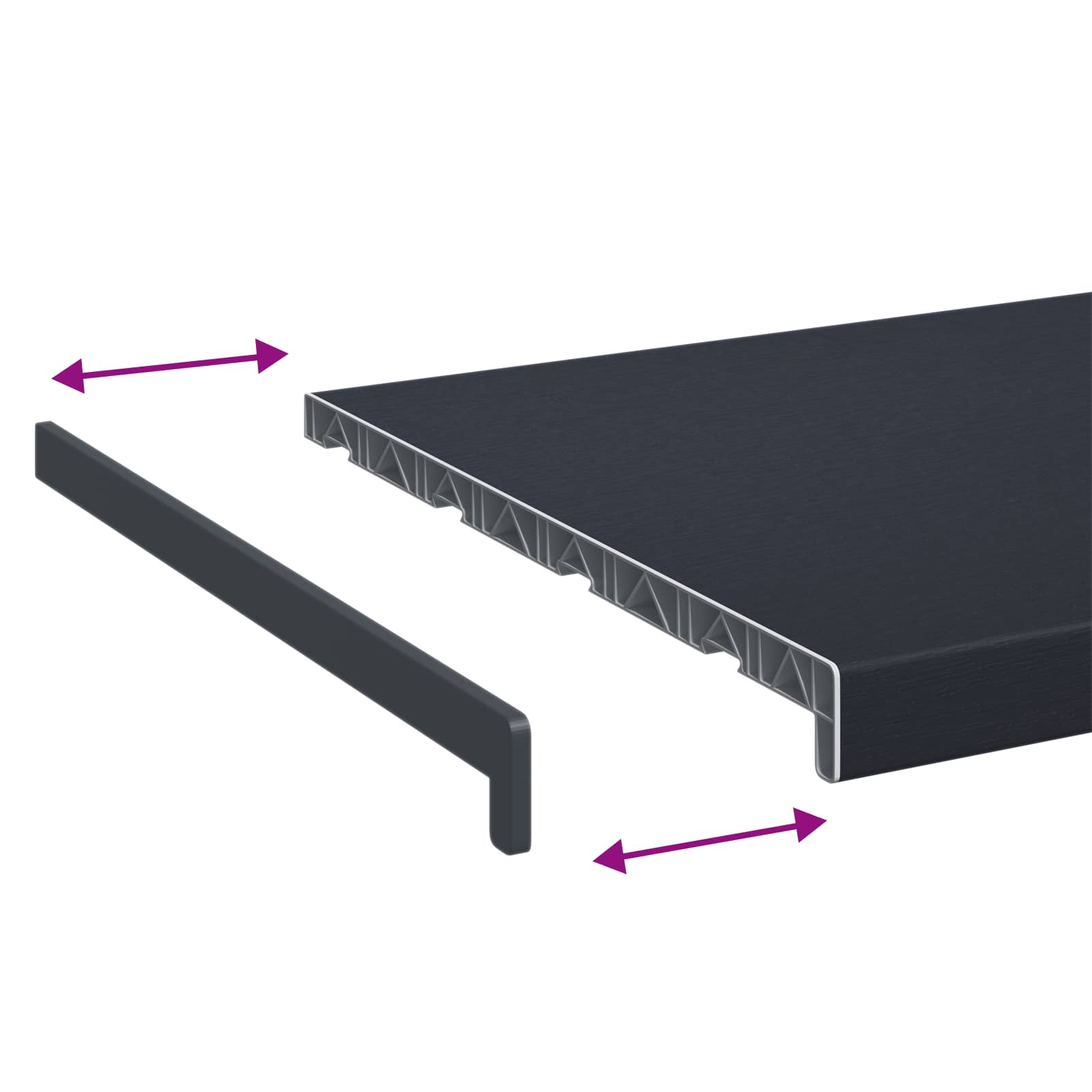 Soglia della Finestra Antracite con Venature del Legno PVC