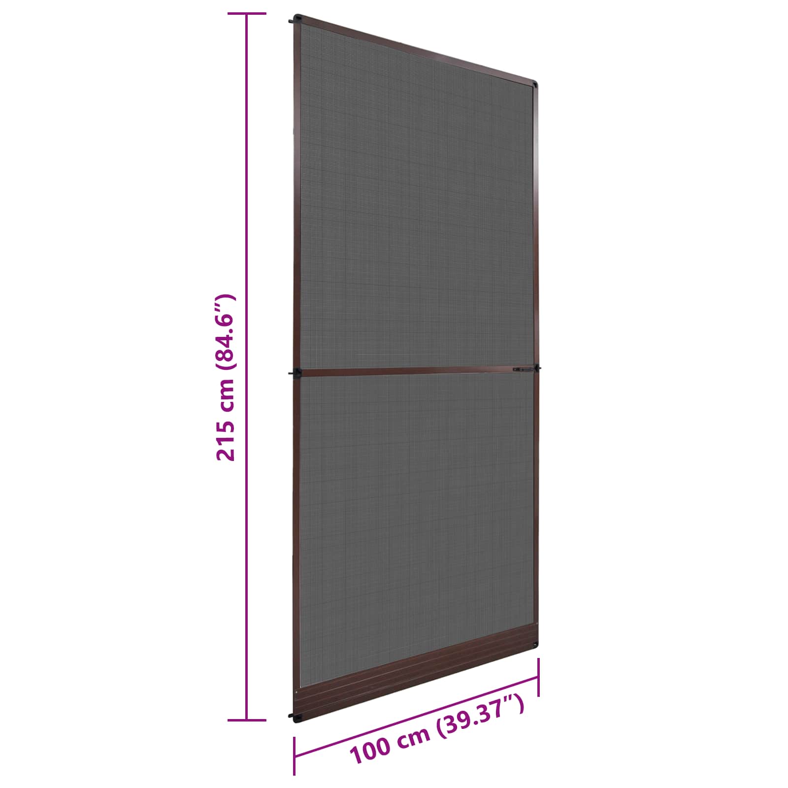 Schermo Insetti a Battente Marrone e Nero 100 x 215 cm