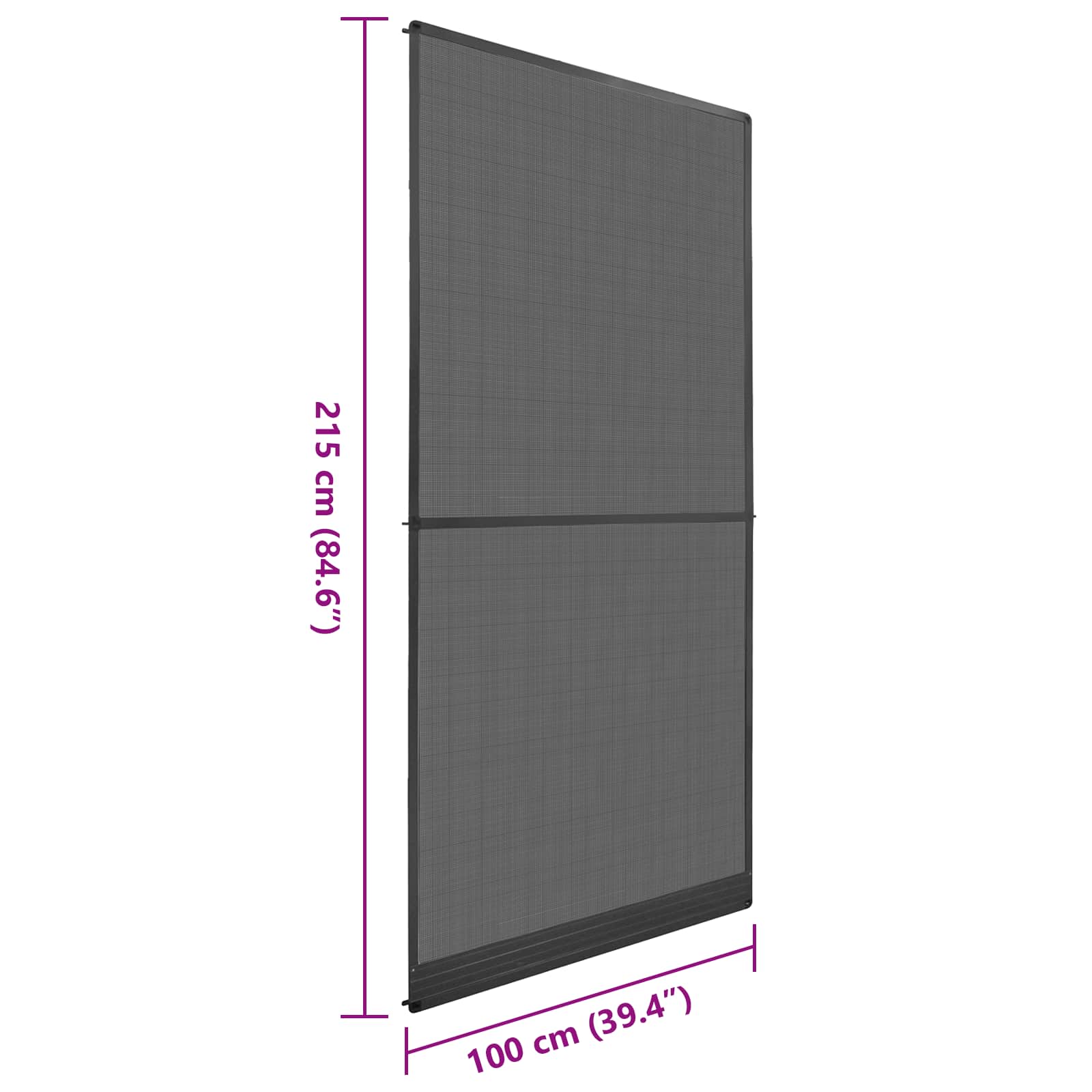 Schermo Insetti a Battente Antracite e Nero 100 x 215 cm