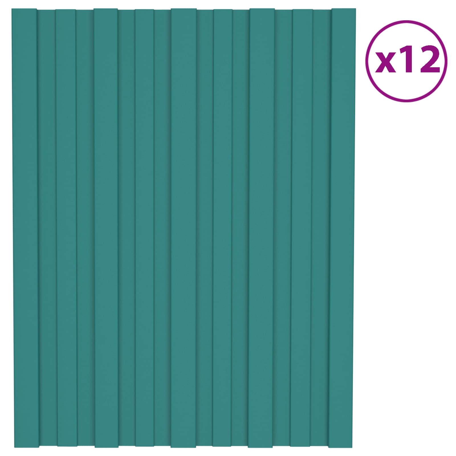 Pannello per tetto 12 pz Verde 60 x 45 cm Acciaio zincato