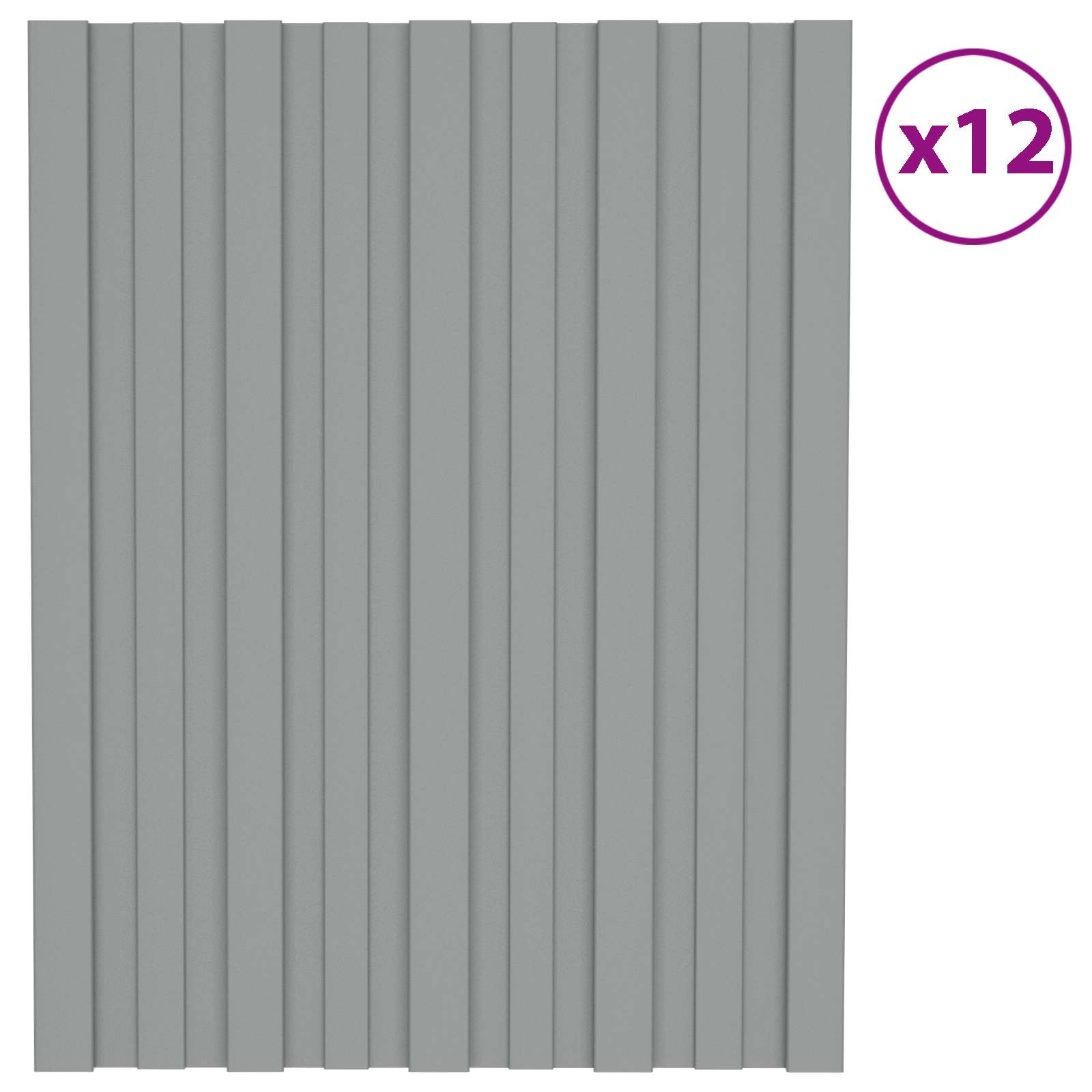 Pannello per tetto 12 pz Grigio 60 x 45 cm Acciaio zincato