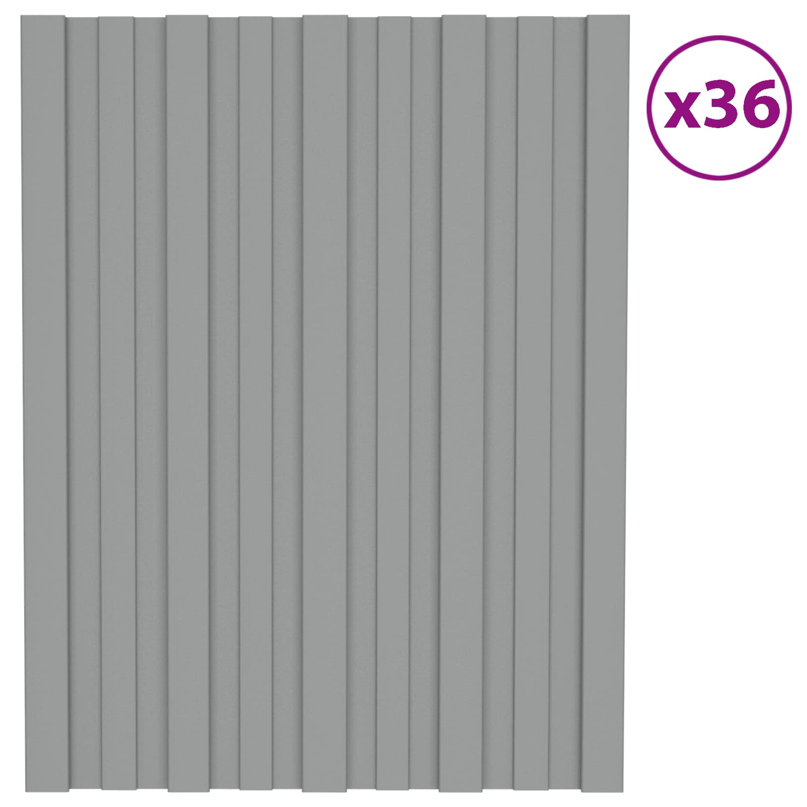 Pannello per tetto 36 pz Grigio 60 x 45 cm Acciaio zincato