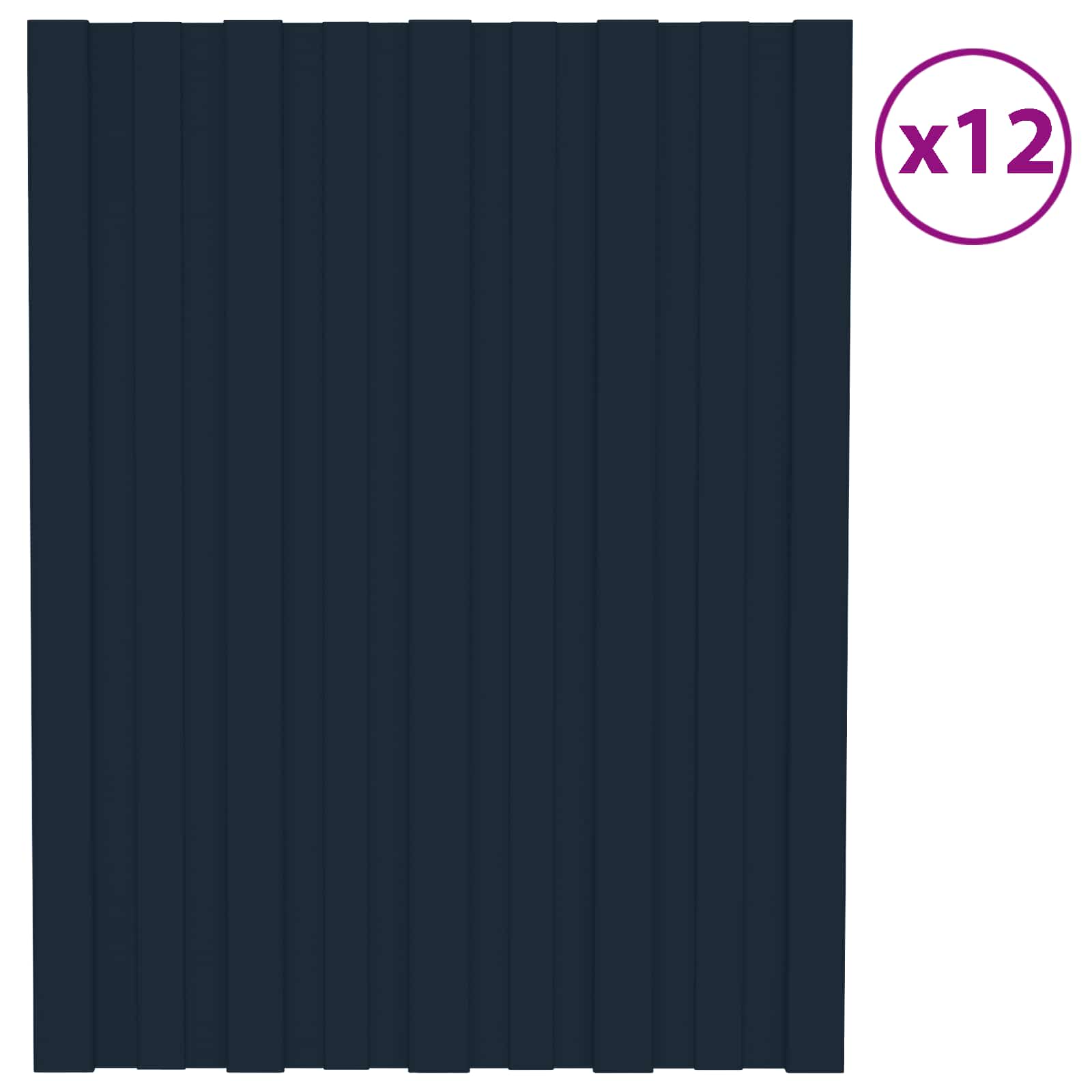 Pannello per tetto 12 pz Antracite 60 x 45 cm Acciaio zincato