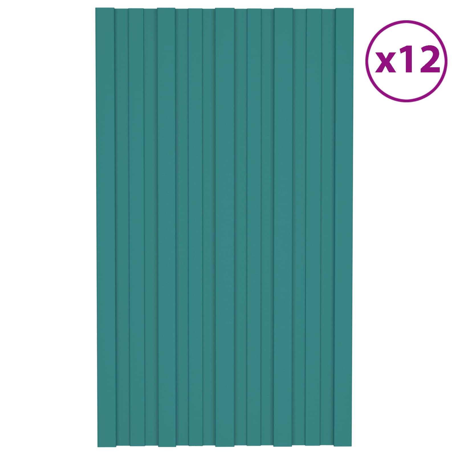 Pannello per tetto 12 pz Verde 80 x 45 cm Acciaio zincato