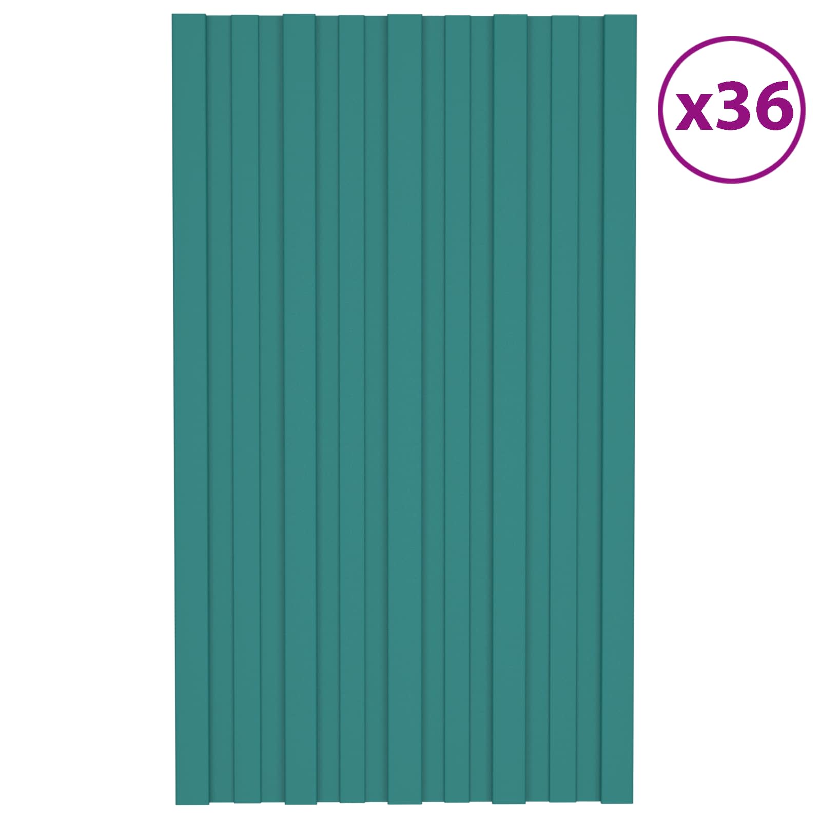 Pannello per tetto 36 pz Verde 80 x 45 cm Acciaio zincato