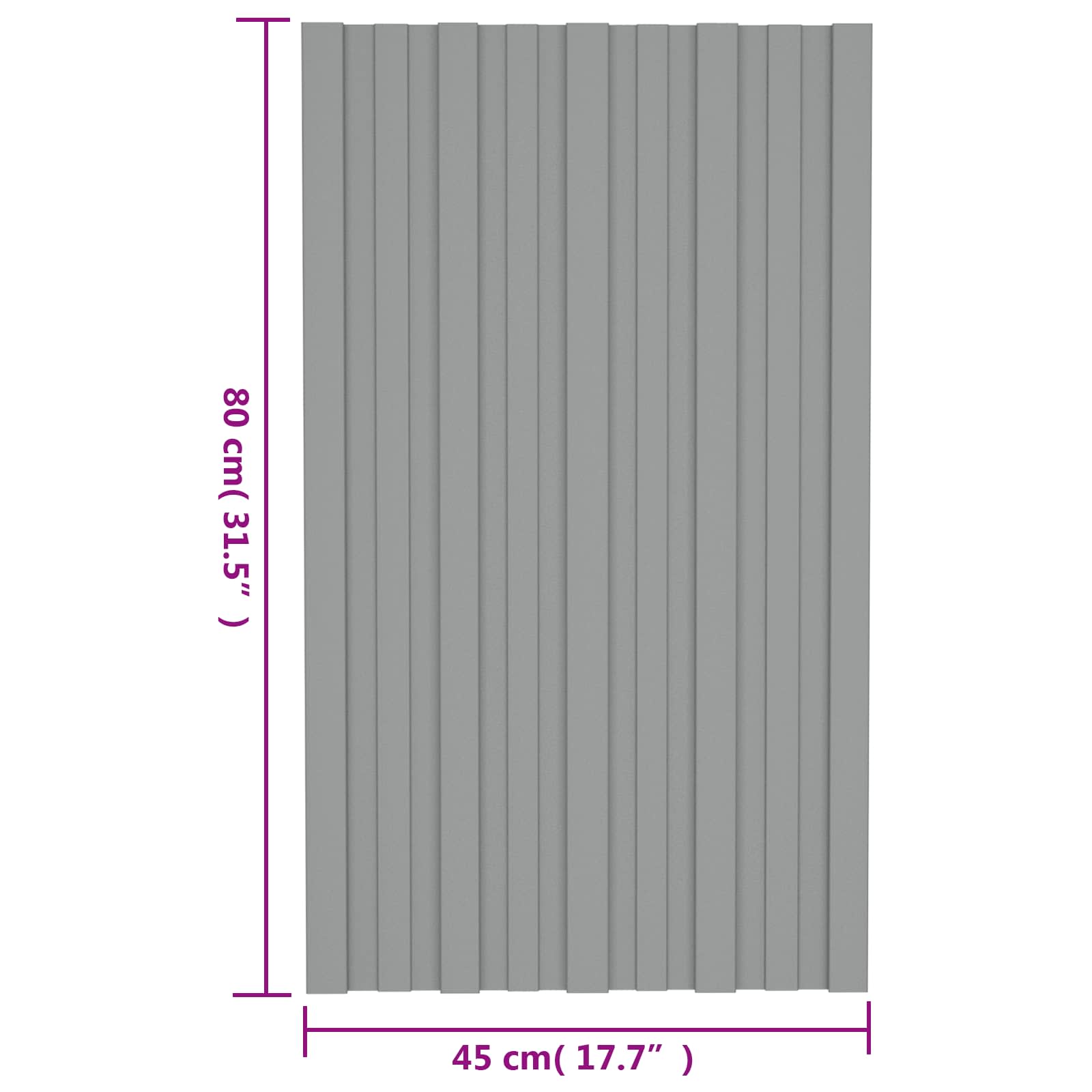 Pannello per tetto 12 pz Grigio 80 x 45 cm Acciaio zincato