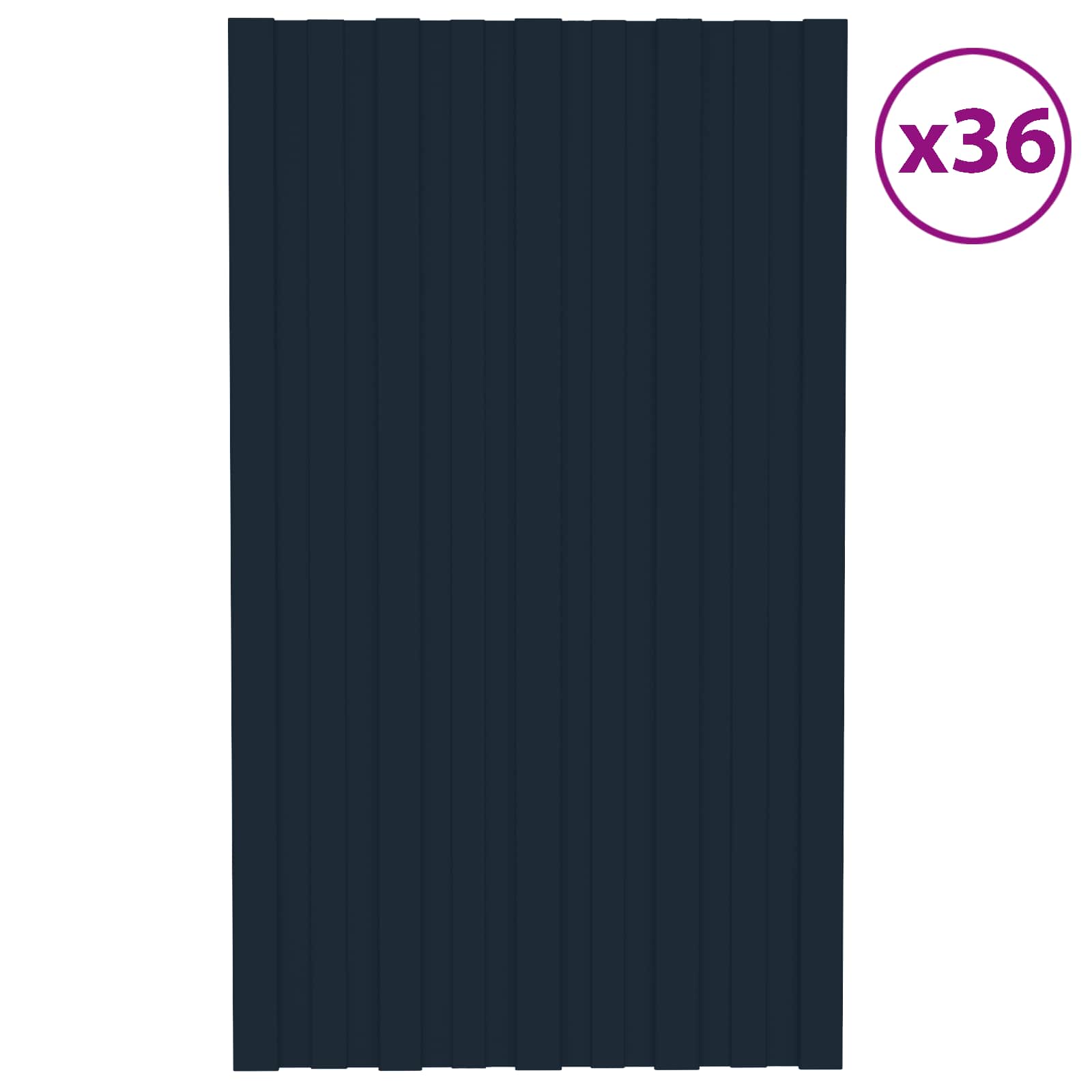 Pannello per tetto 36 pz Antracite 80 x 45 cm Acciaio zincato