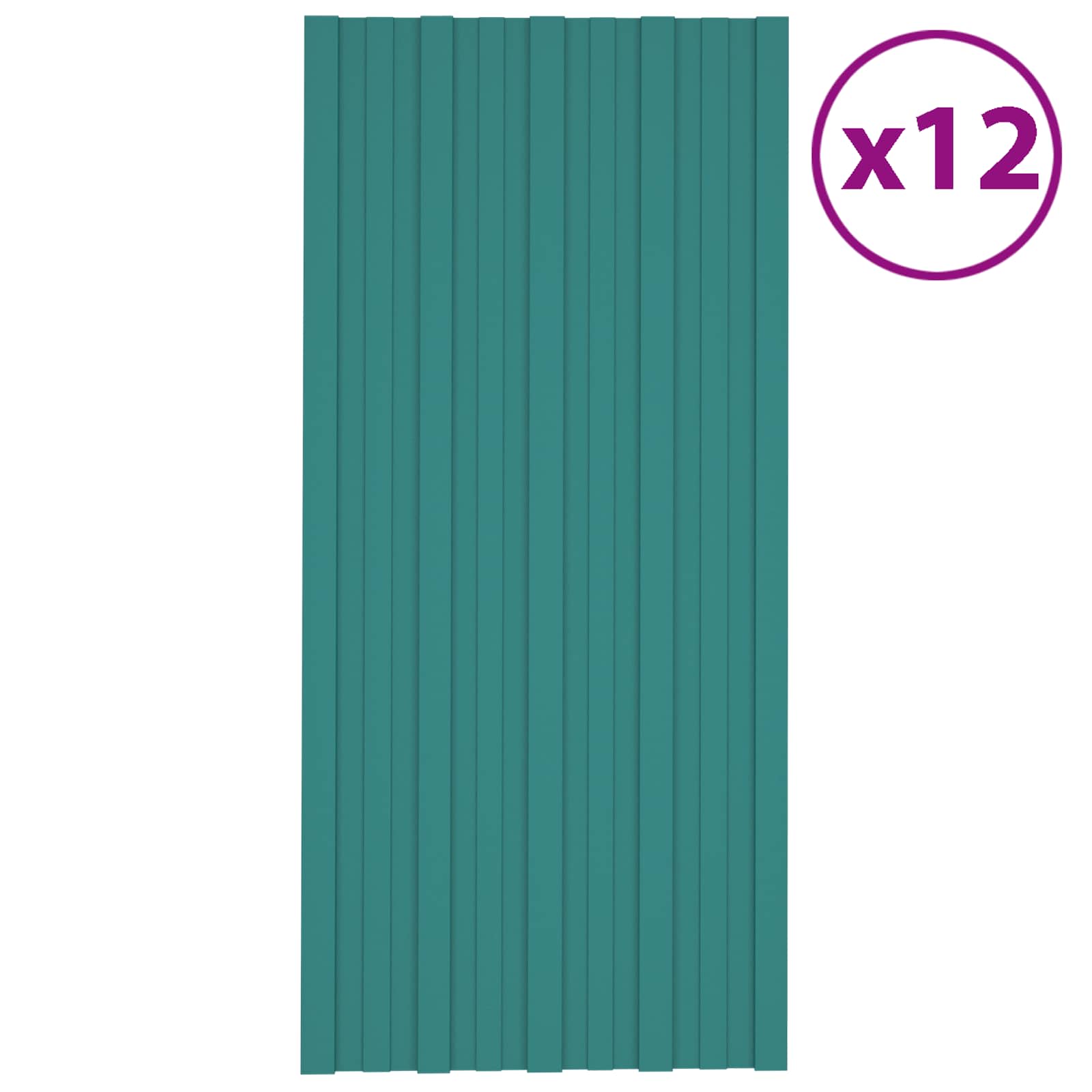 Pannello per tetto 12 pz Verde 100 x 45 cm Acciaio zincato