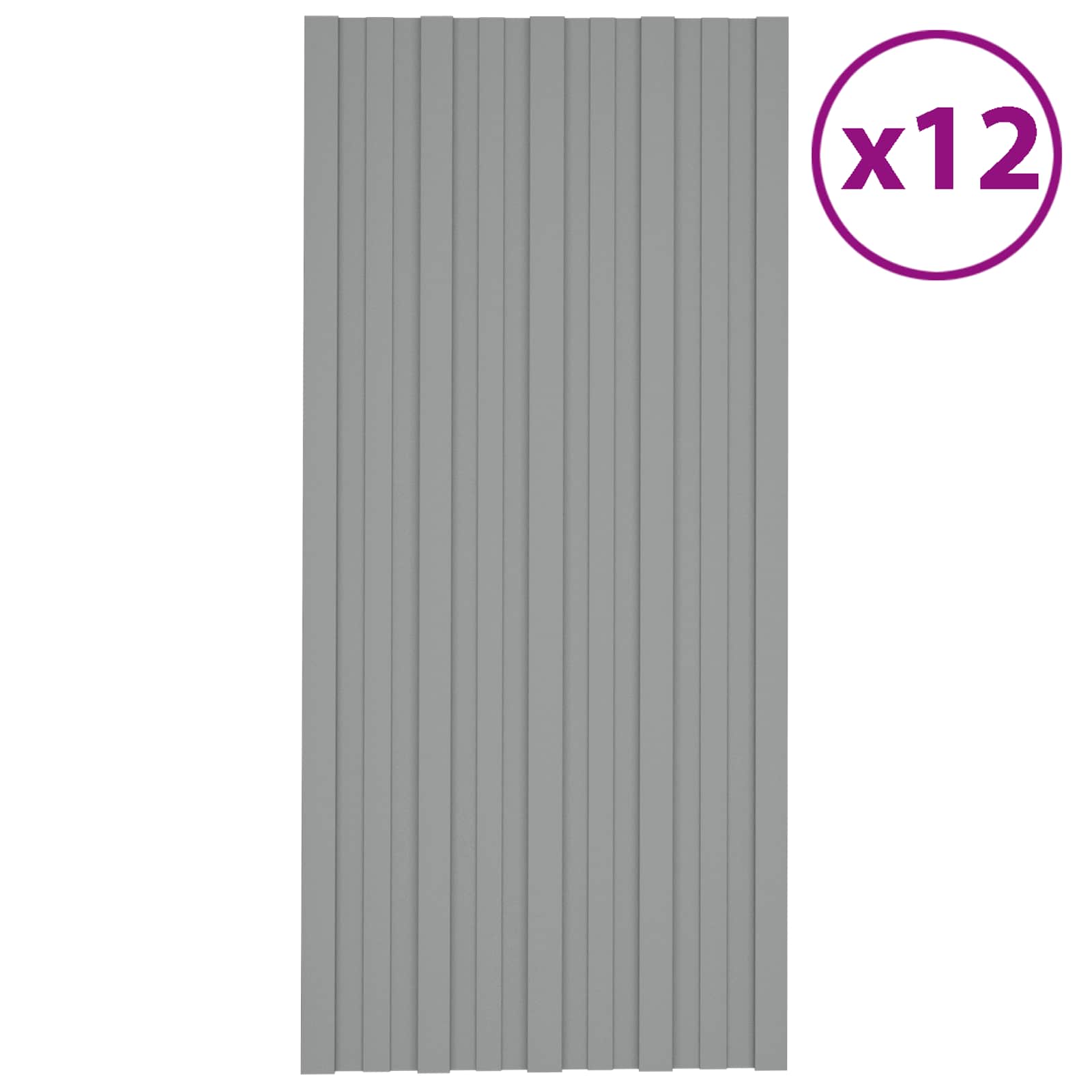 Pannello per tetto 12 pz Grigio 100 x 45 cm Acciaio zincato