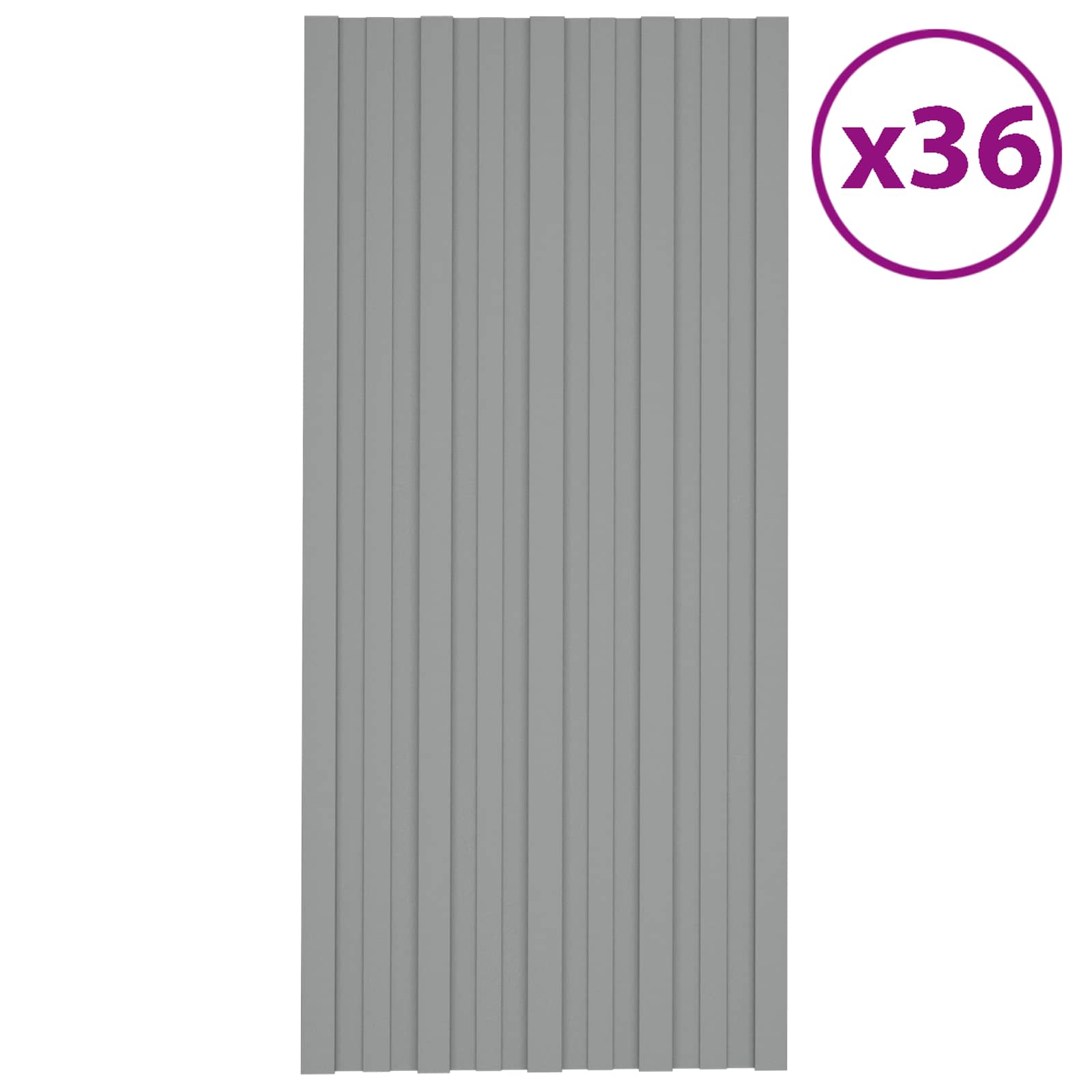 Pannello per tetto 36 pz Grigio 100 x 45 cm Acciaio zincato
