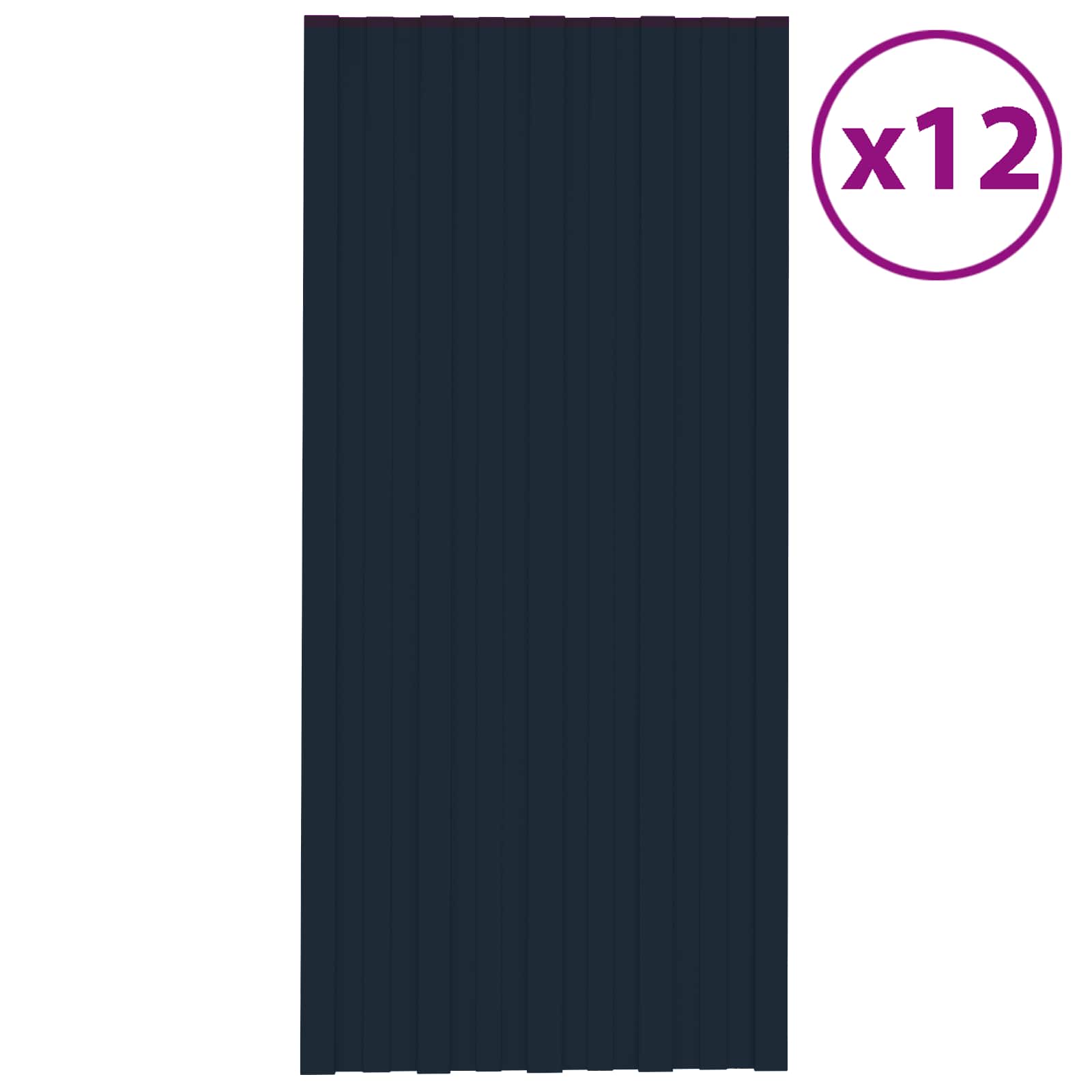 Pannello per tetto 12 pz Antracite 100 x 45 cm Acciaio zincato