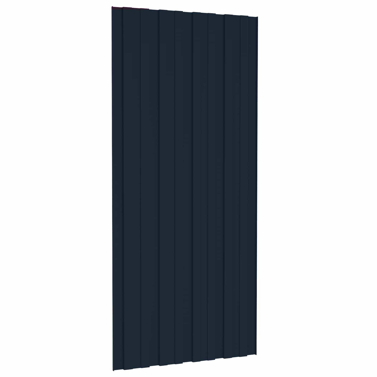 Pannello per tetto 12 pz Antracite 100 x 45 cm Acciaio zincato