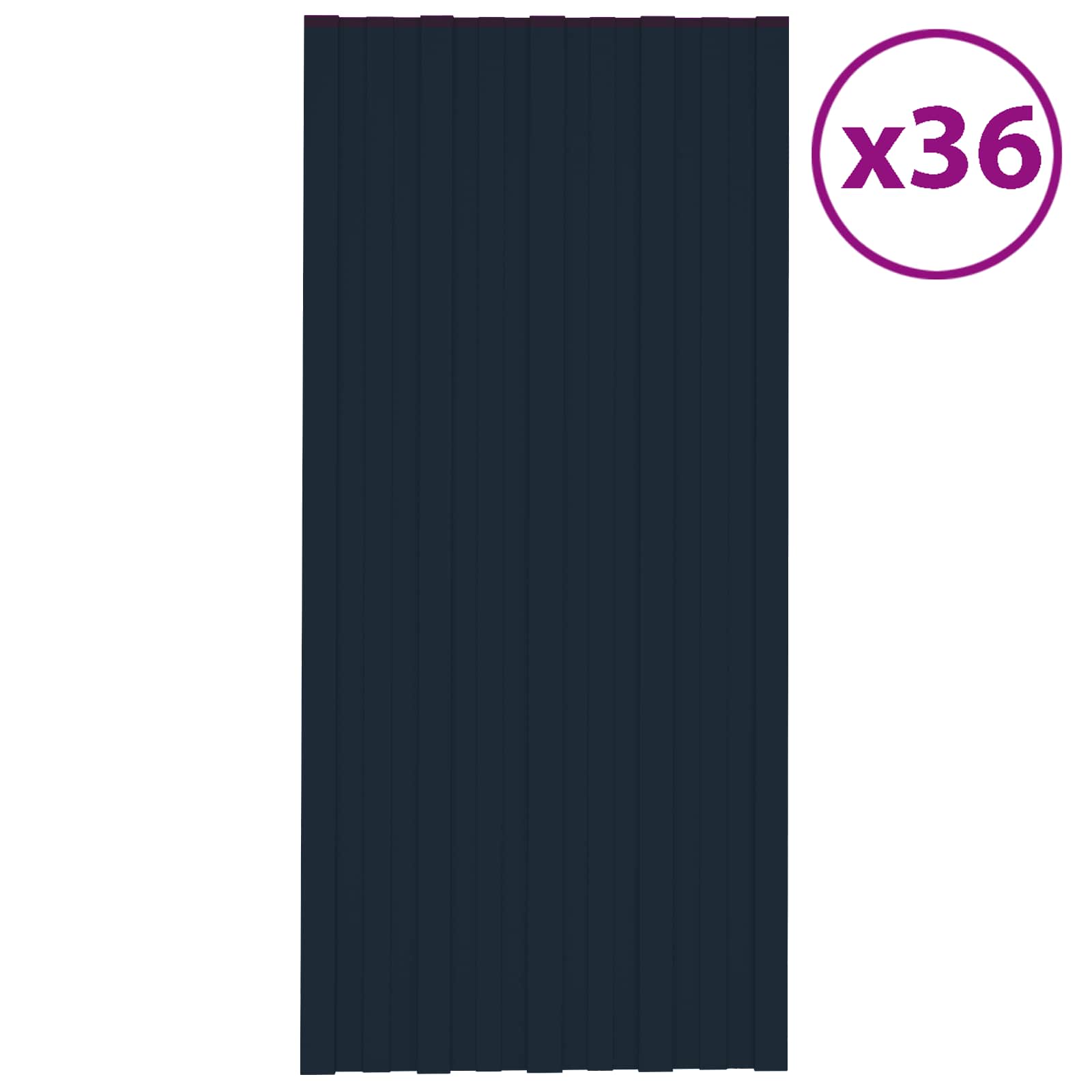 Pannello per tetto 36 pz Antracite 100 x 45 cm Acciaio zincato