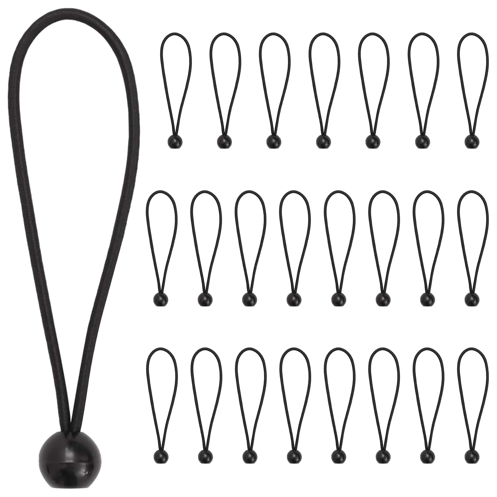 Corde Bungee con Palle 24 pz Nero 4 mm x 22 cm Polipropilene