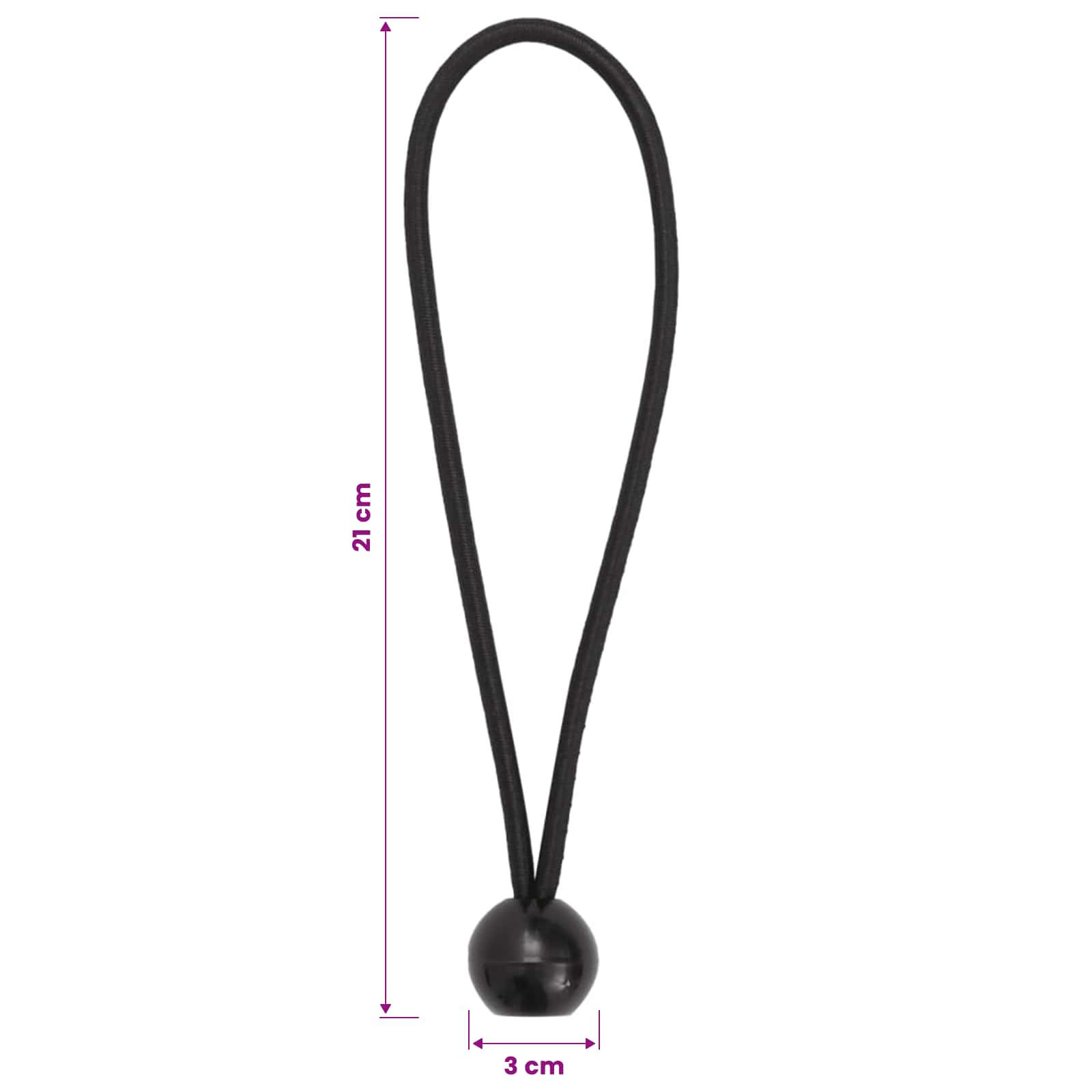Corde Bungee con Palle 24 pz Nero 4 mm x 22 cm Polipropilene