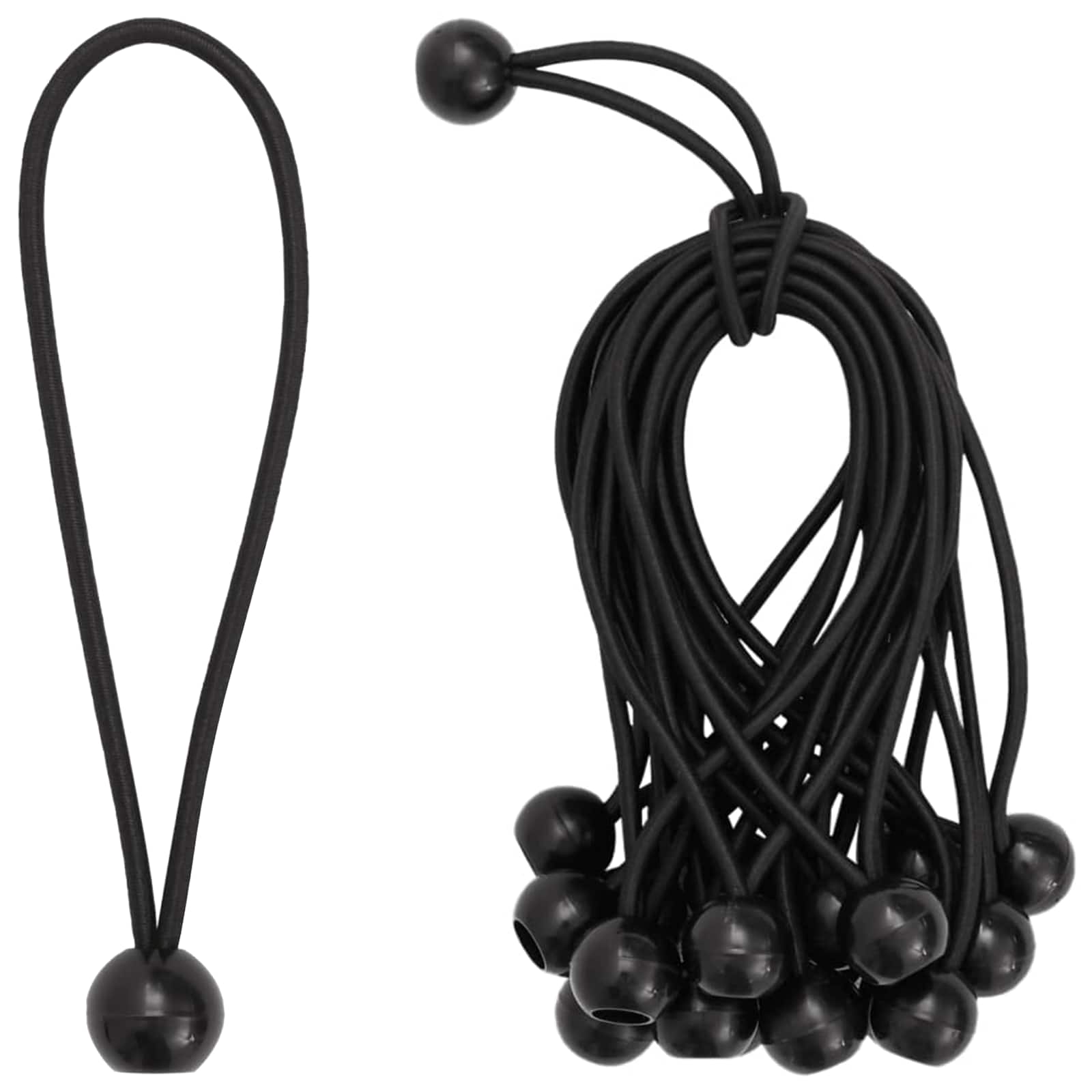 Corde Bungee con Palle 100 pz Nero 4 mm x 22 cm Polipropilene